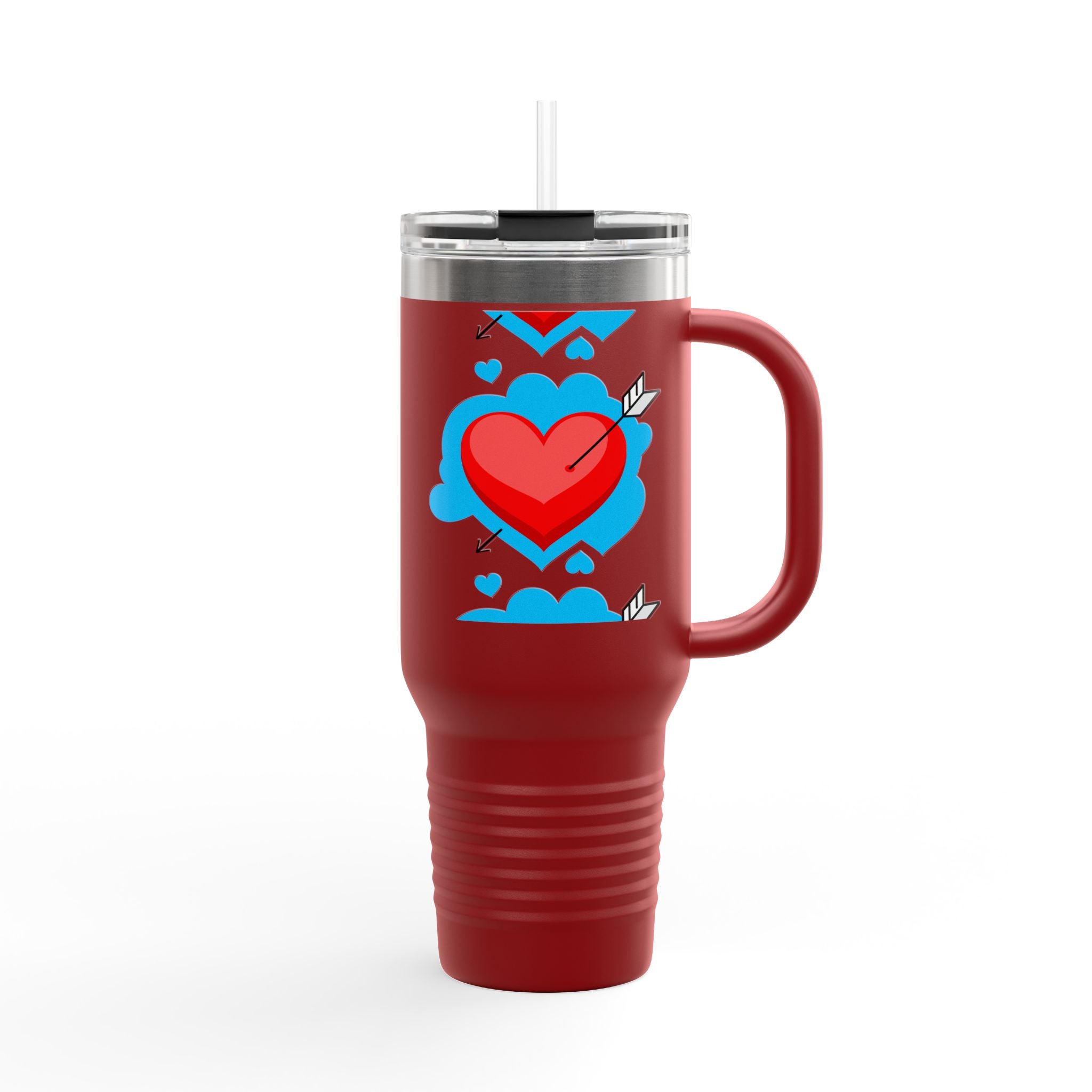 40oz Insulated Travel Mug — Arrowed Heart Love Design