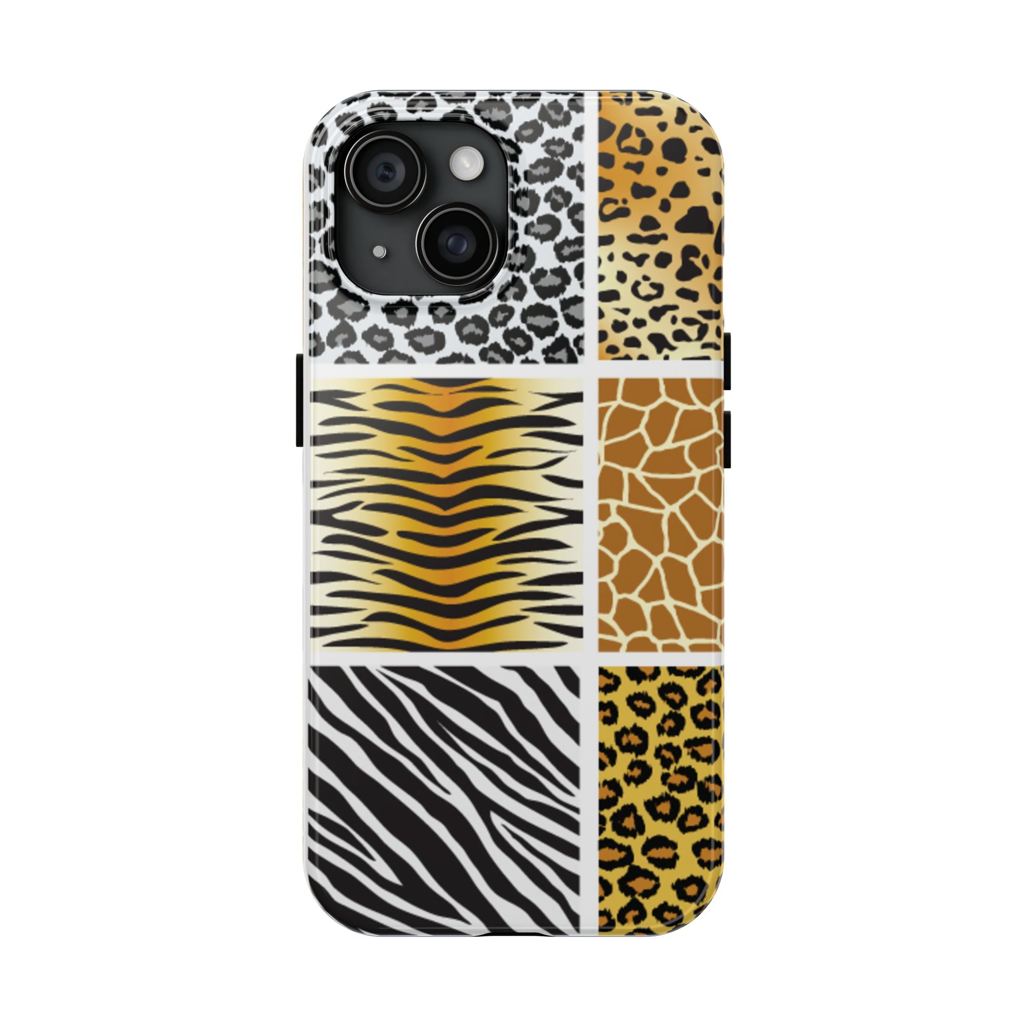 Wild Patchwork Tough Phone Case — Leopard, Zebra & Giraffe Animal Print