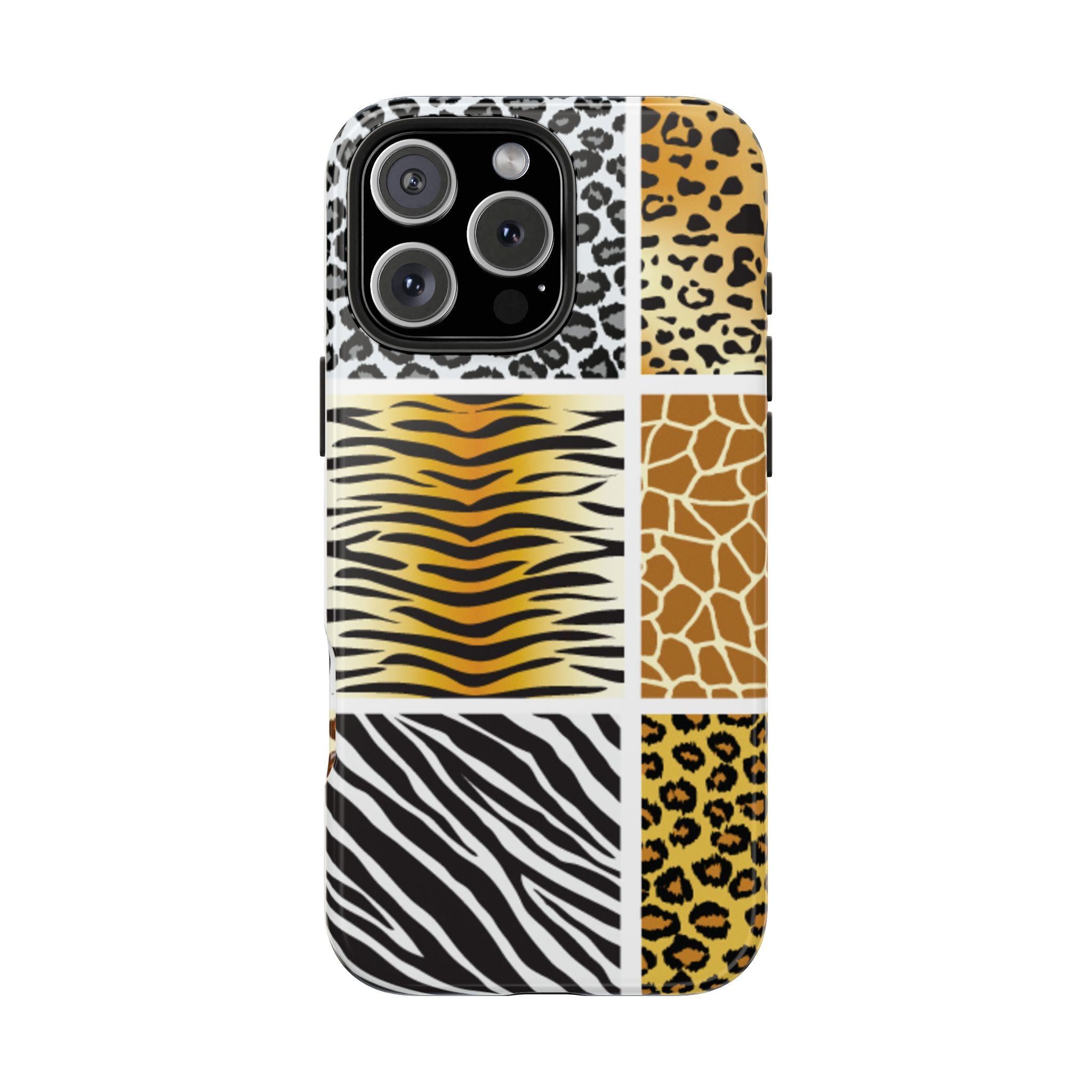 Wild Patchwork Tough Phone Case — Leopard, Zebra & Giraffe Animal Print