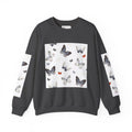 Butterfly Pattern Crewneck Sweatshirt — Delicate Moth & Butterfly Graphic Pullover