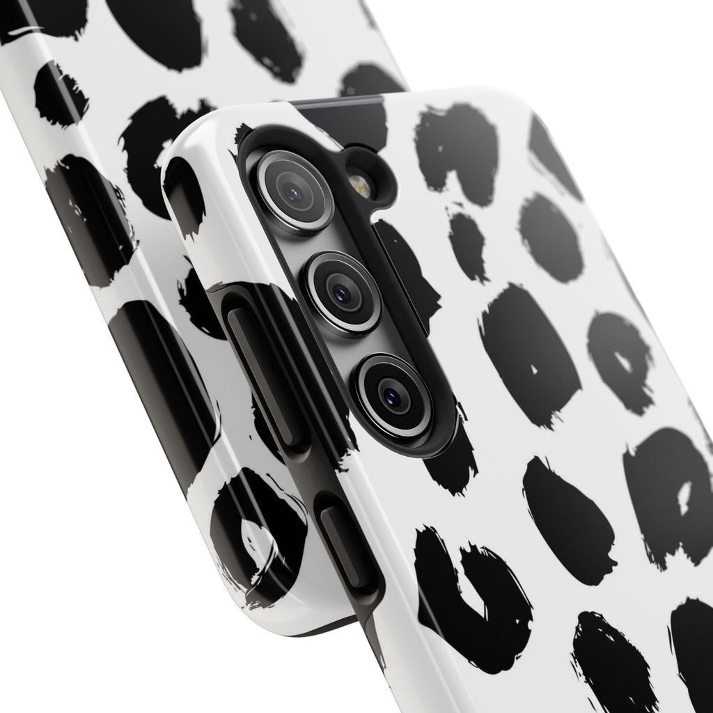 Black Brushstroke Leopard Tough Phone Case — Protective Animal Print iPhone Cover
