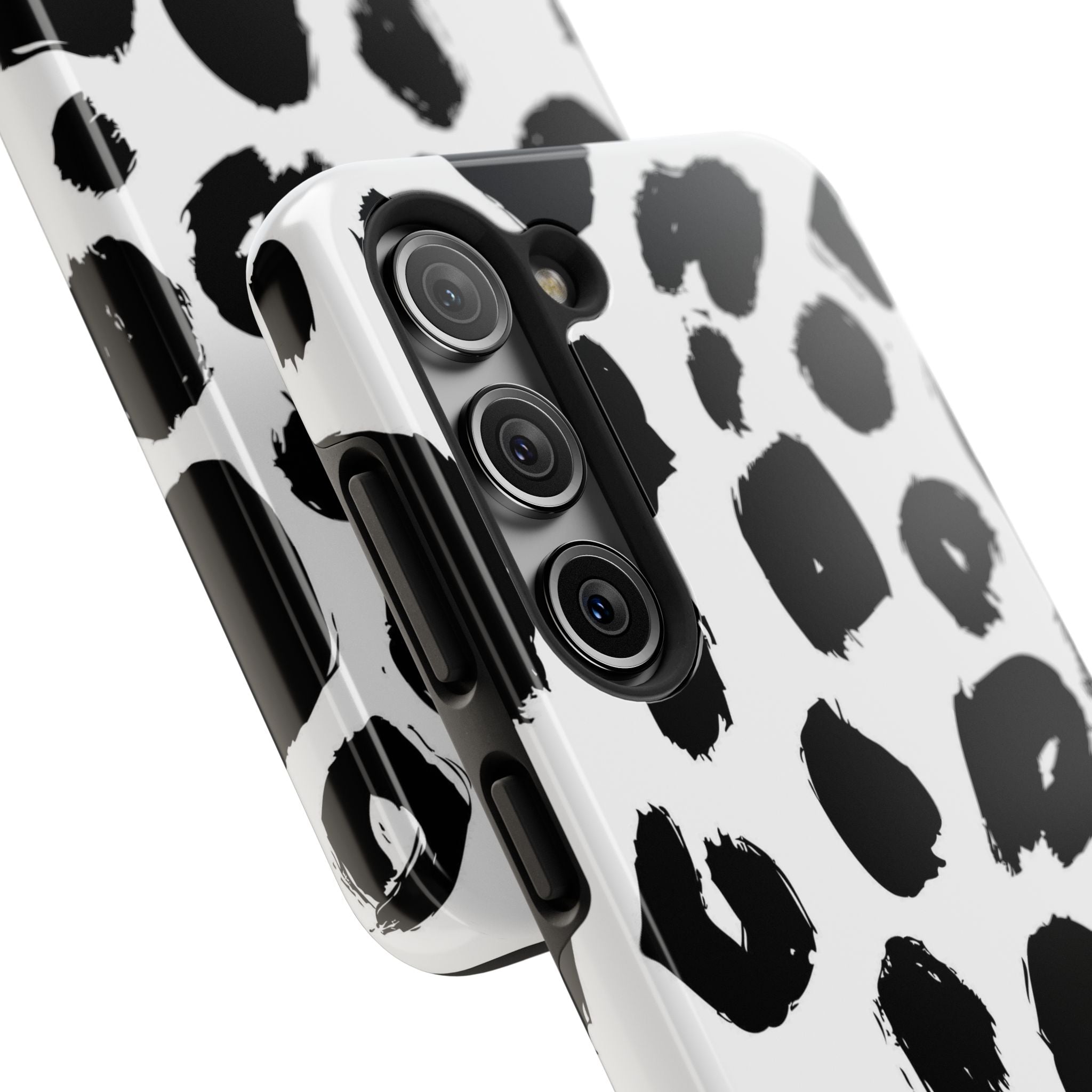 Black Brushstroke Leopard Tough Phone Case — Protective Animal Print iPhone Cover