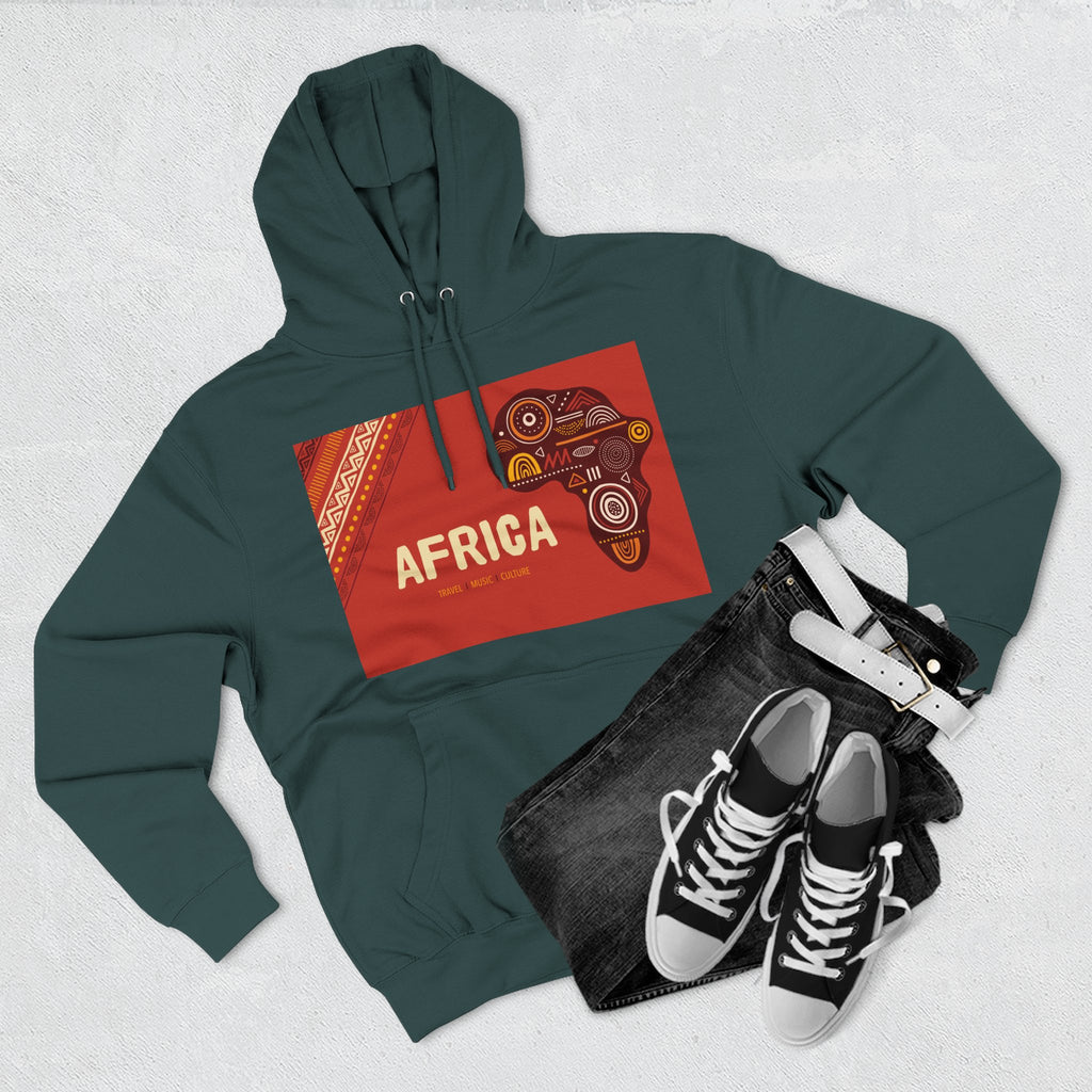 Africa Map Graphic Hoodie — African Pattern Tribal Design Fleece Pullover