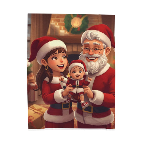 Christmas Family Santa Plush Blanket – Cozy Holiday Velveteen Throw