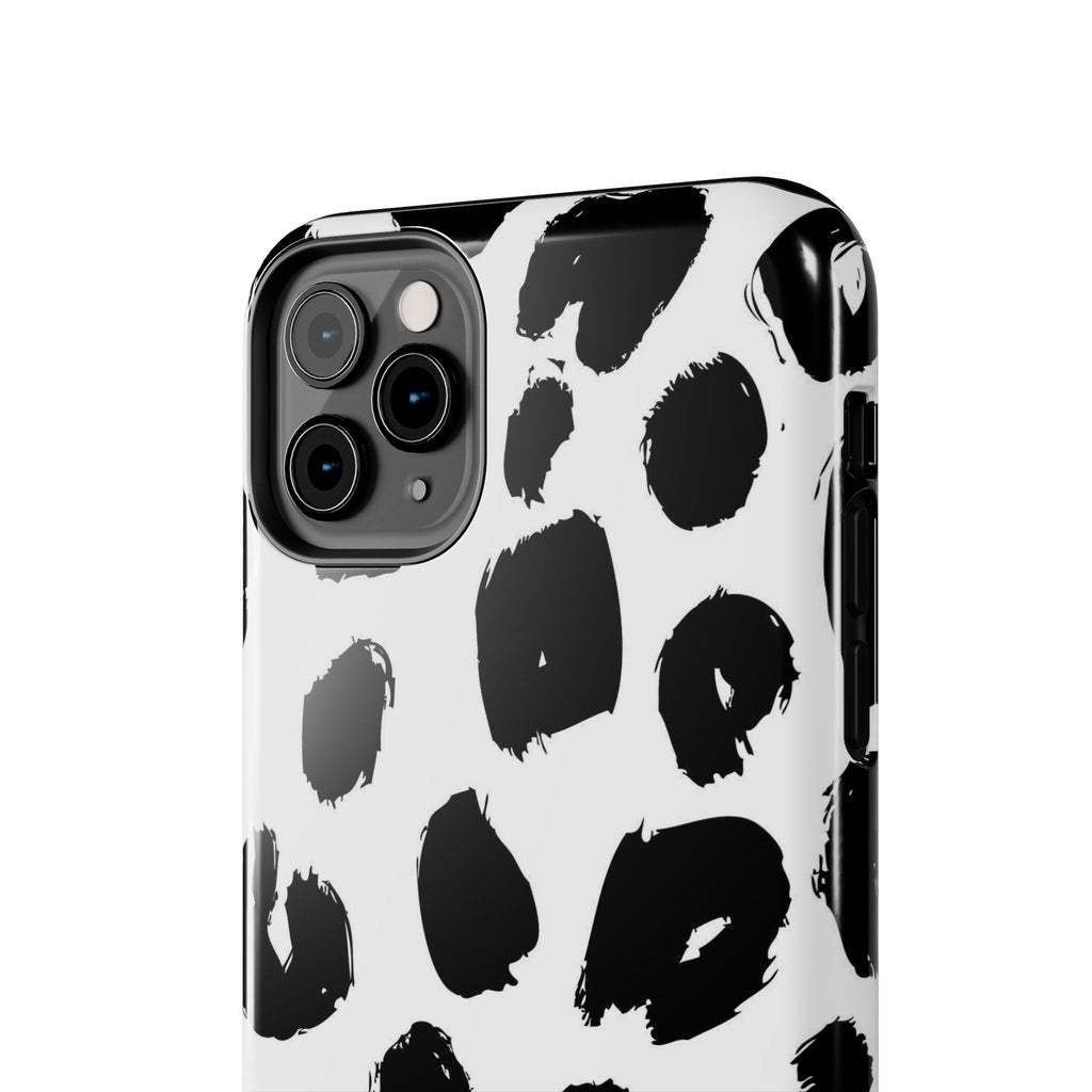Black Brushstroke Leopard Tough Phone Case — Protective Animal Print iPhone Cover