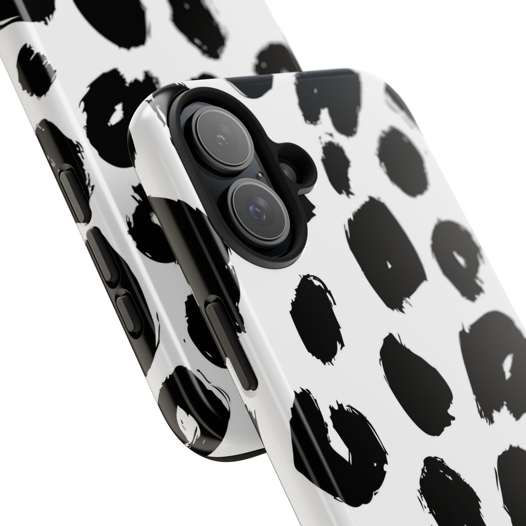 Black Brushstroke Leopard Tough Phone Case — Protective Animal Print iPhone Cover