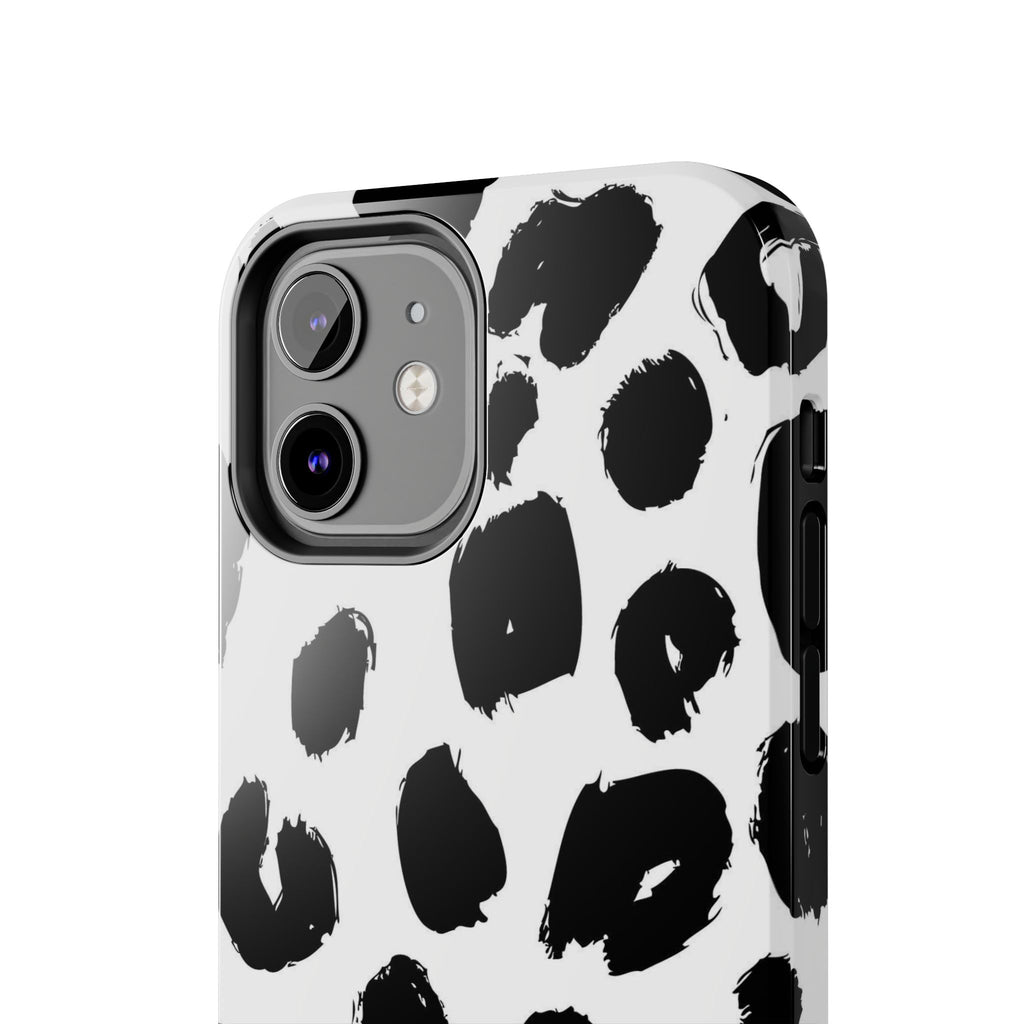 Black Brushstroke Leopard Tough Phone Case — Protective Animal Print iPhone Cover