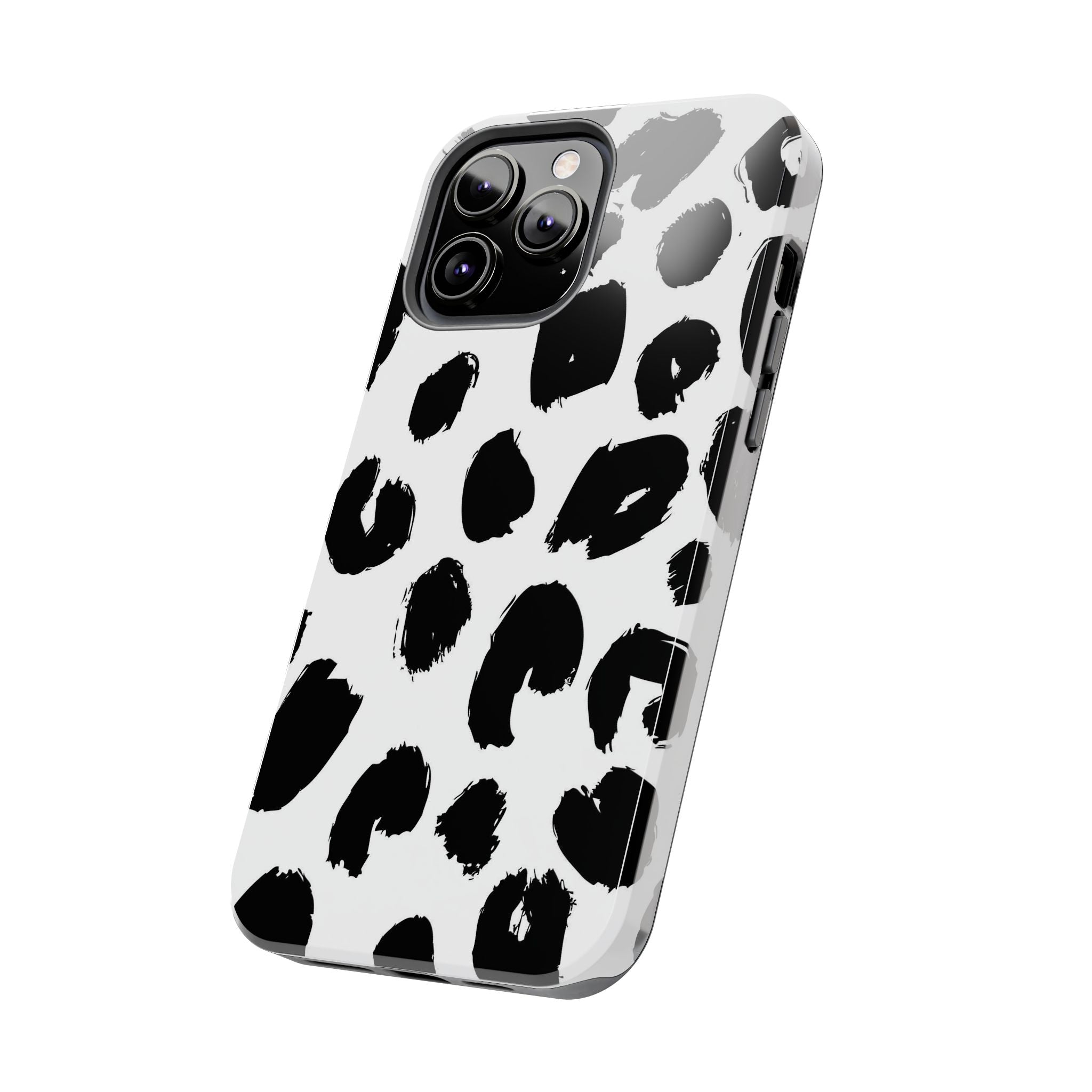 Black Brushstroke Leopard Tough Phone Case — Protective Animal Print iPhone Cover