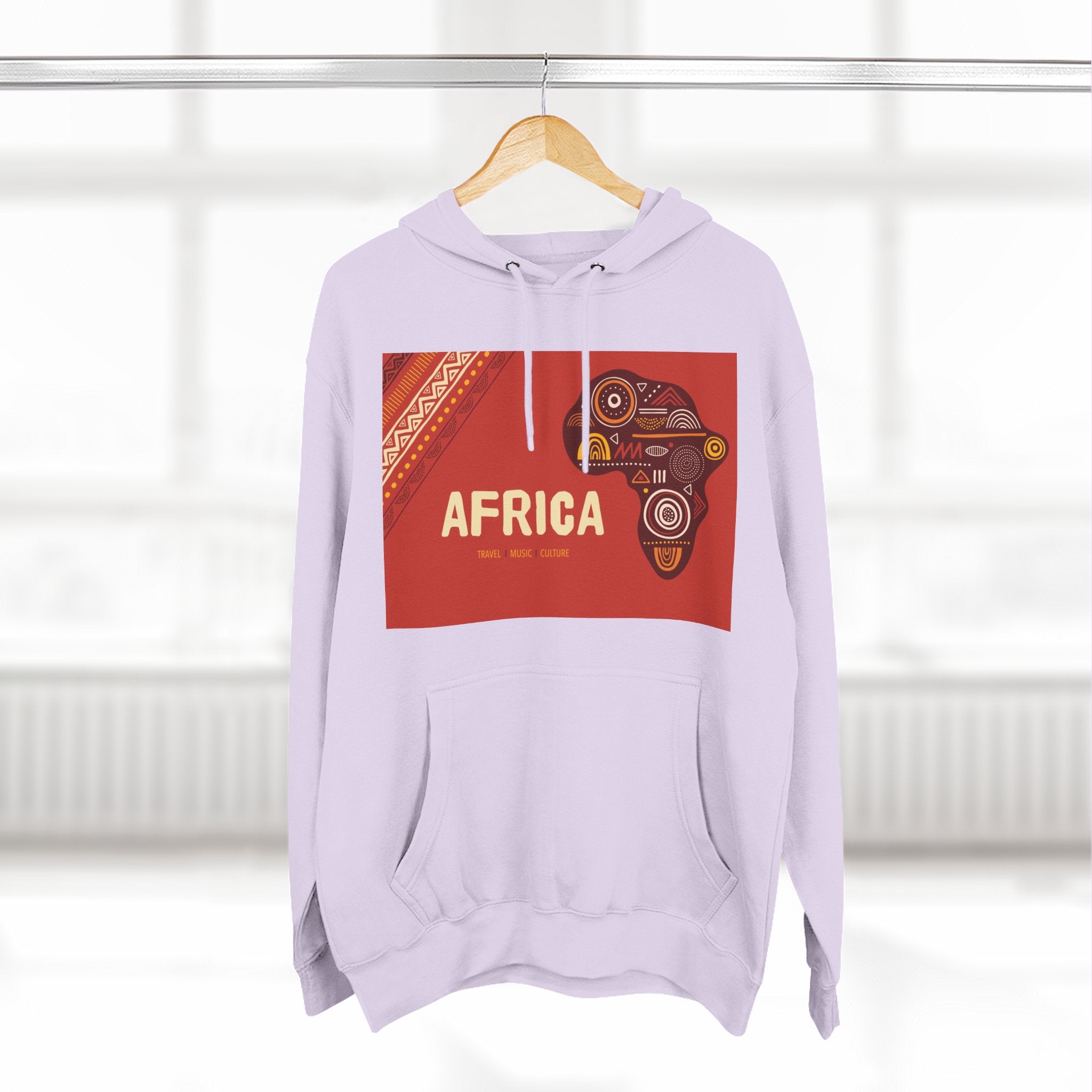 Africa Map Graphic Hoodie — African Pattern Tribal Design Fleece Pullover