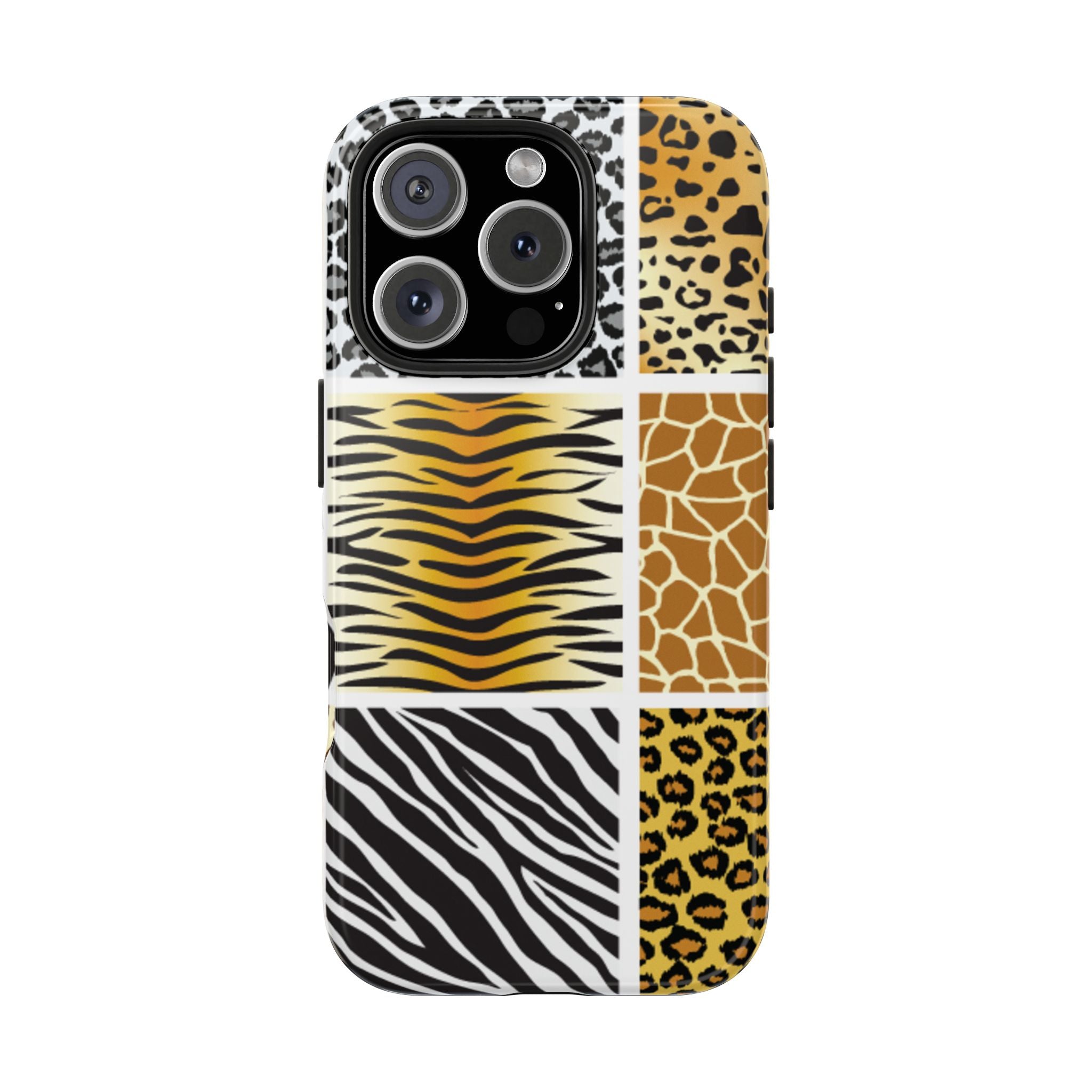 Wild Patchwork Tough Phone Case — Leopard, Zebra & Giraffe Animal Print