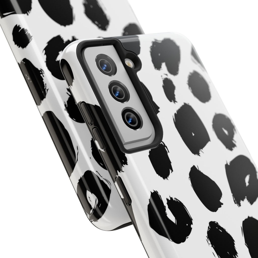 Black Brushstroke Leopard Tough Phone Case — Protective Animal Print iPhone Cover