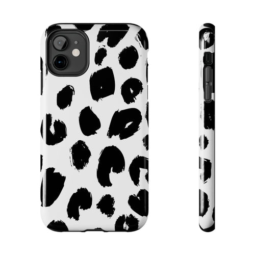 Black Brushstroke Leopard Tough Phone Case — Protective Animal Print iPhone Cover