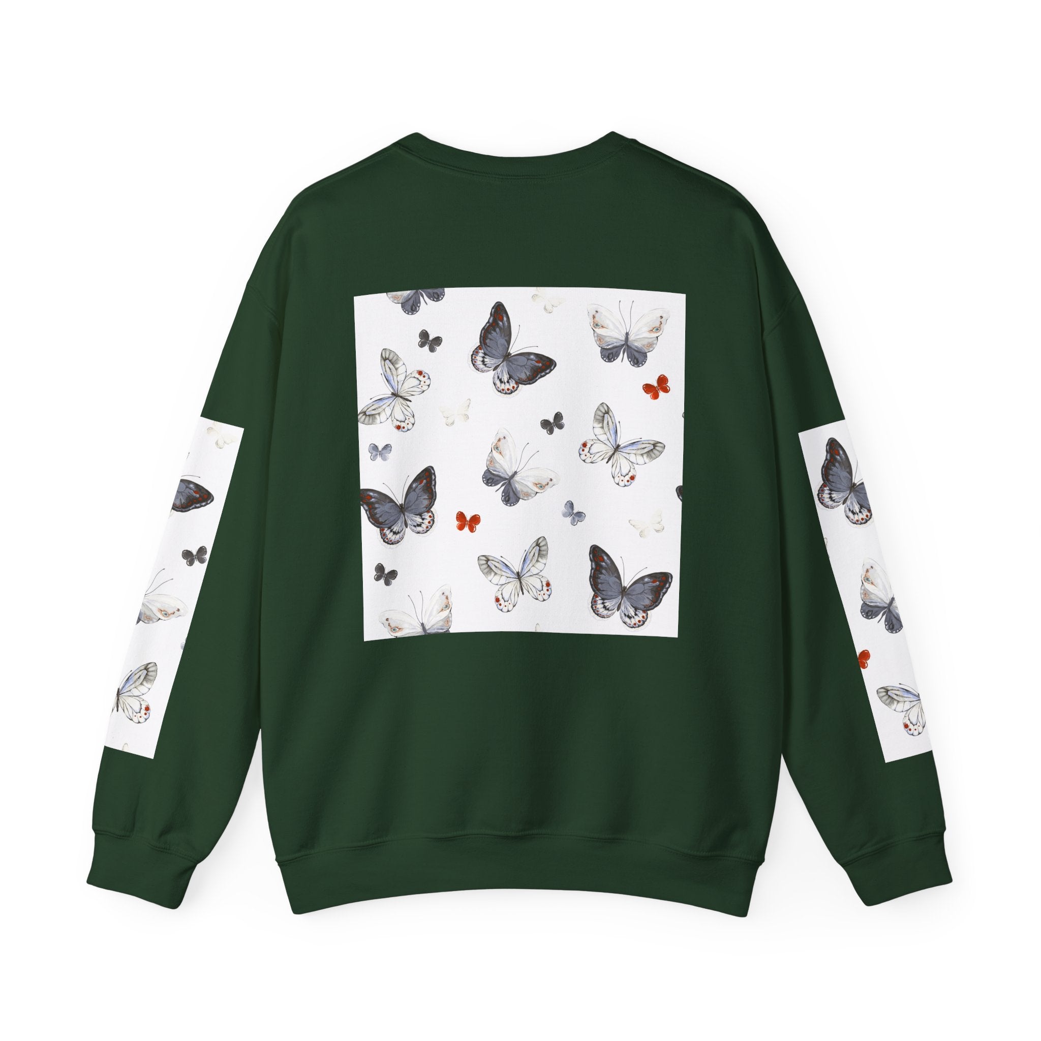 Butterfly Pattern Crewneck Sweatshirt — Delicate Moth & Butterfly Graphic Pullover