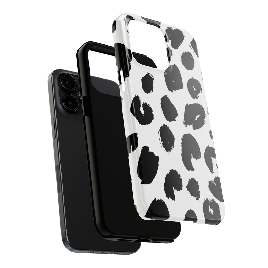 Black Brushstroke Leopard Tough Phone Case — Protective Animal Print iPhone Cover