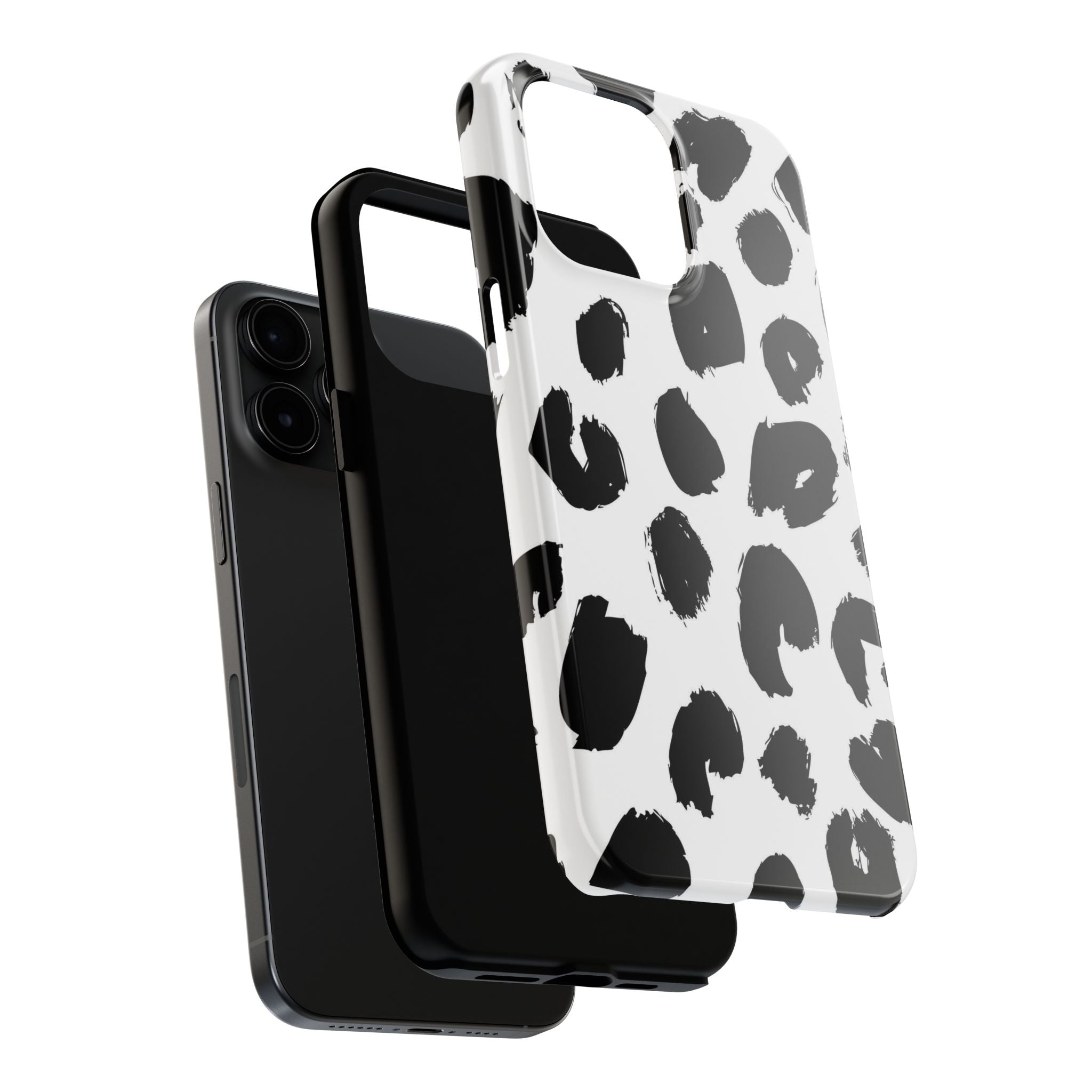 Black Brushstroke Leopard Tough Phone Case — Protective Animal Print iPhone Cover
