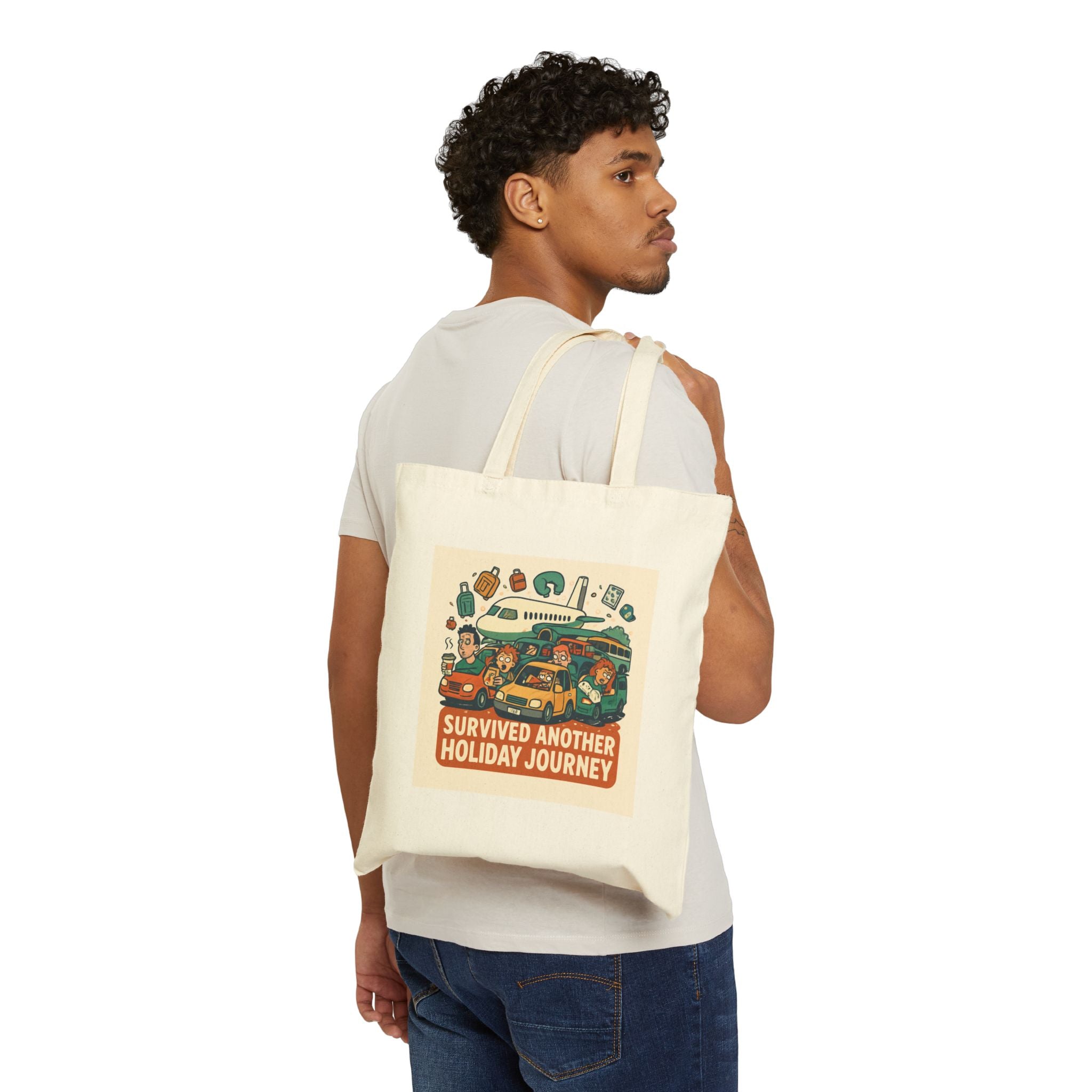Tote Bag — 'Survived Another Holiday Journey' Retro Travel Canvas Tote