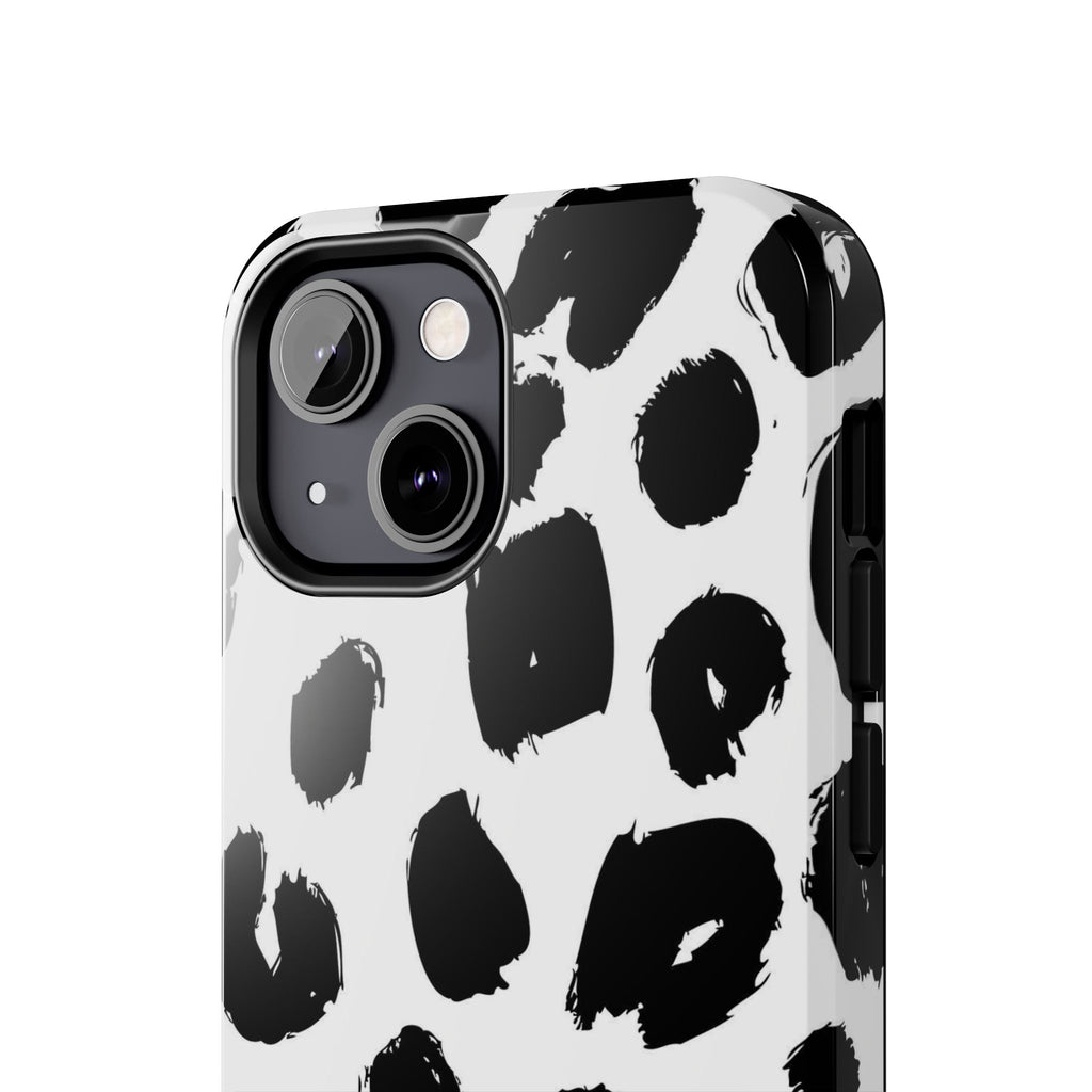 Black Brushstroke Leopard Tough Phone Case — Protective Animal Print iPhone Cover