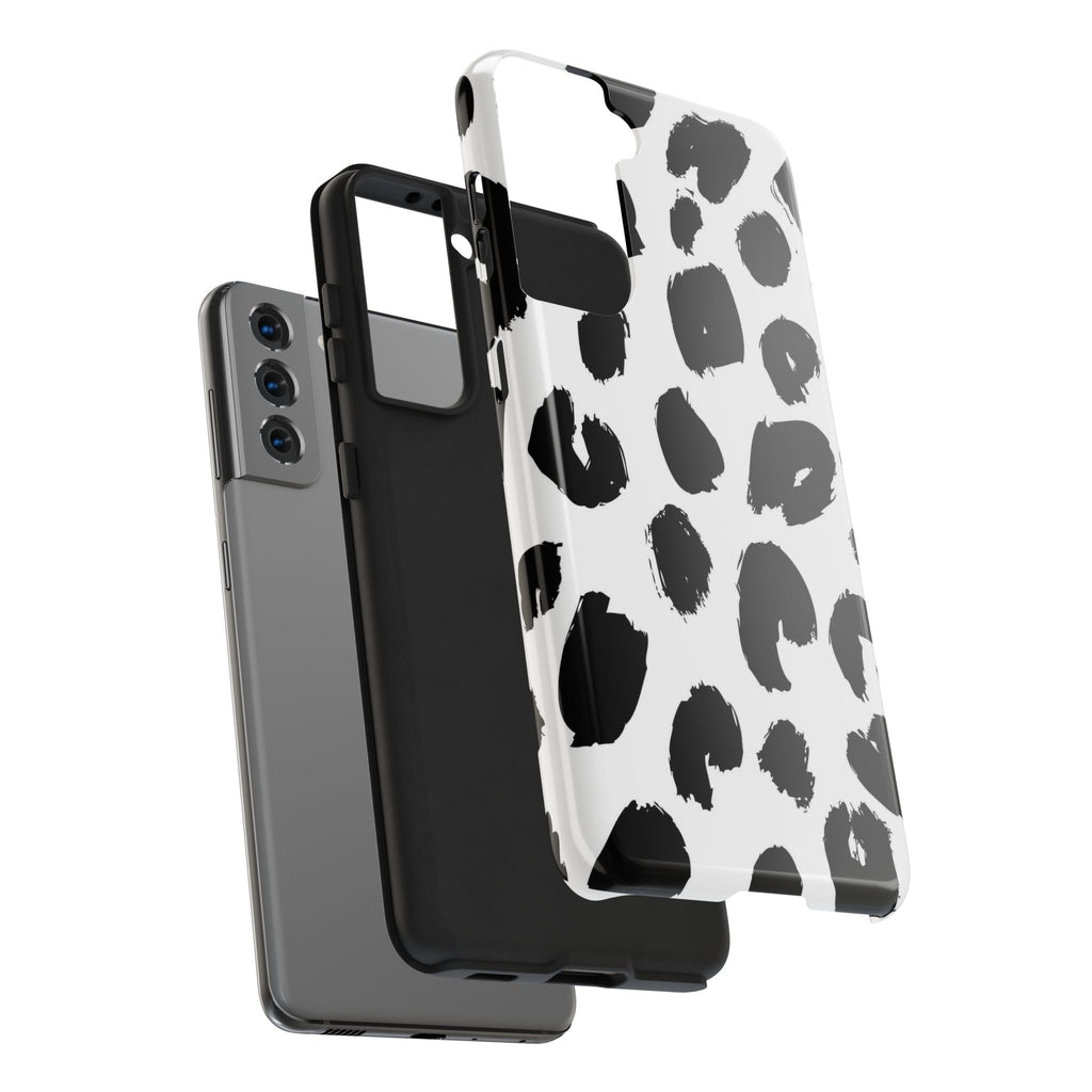 Black Brushstroke Leopard Tough Phone Case — Protective Animal Print iPhone Cover
