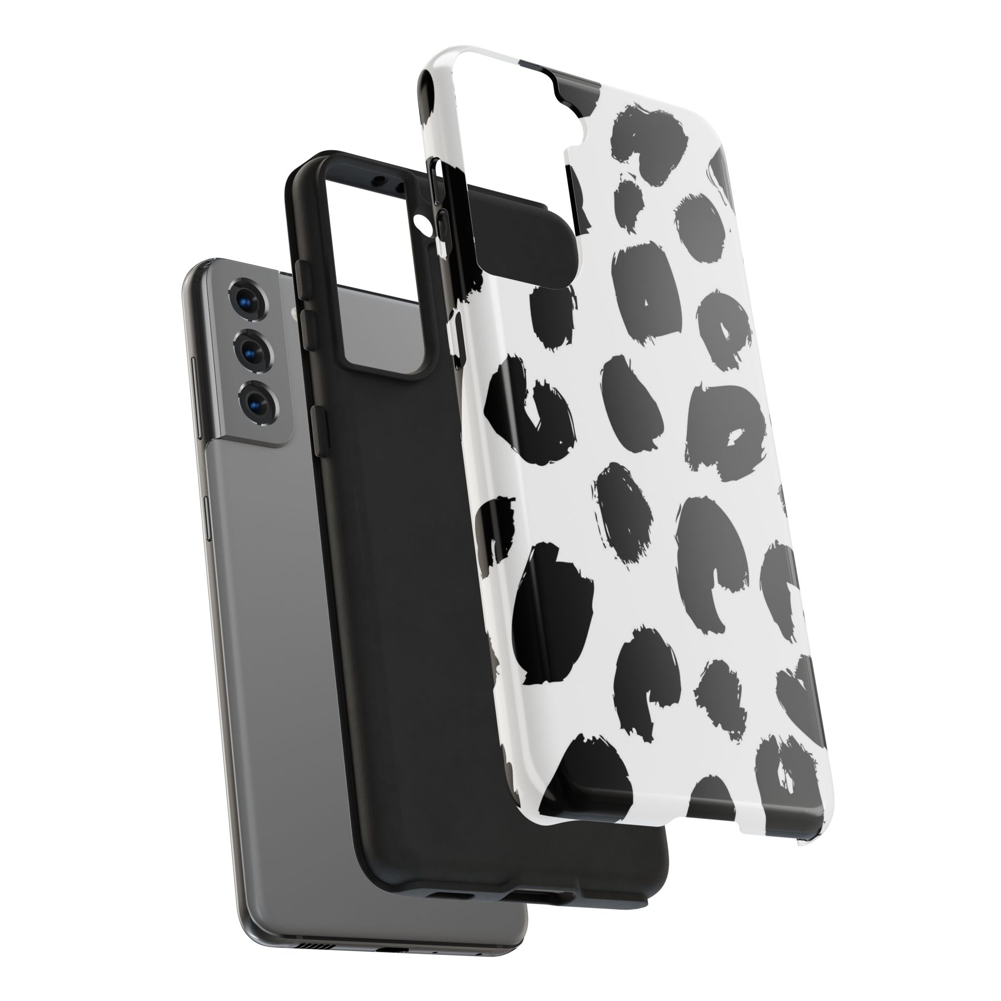 Black Brushstroke Leopard Tough Phone Case — Protective Animal Print iPhone Cover