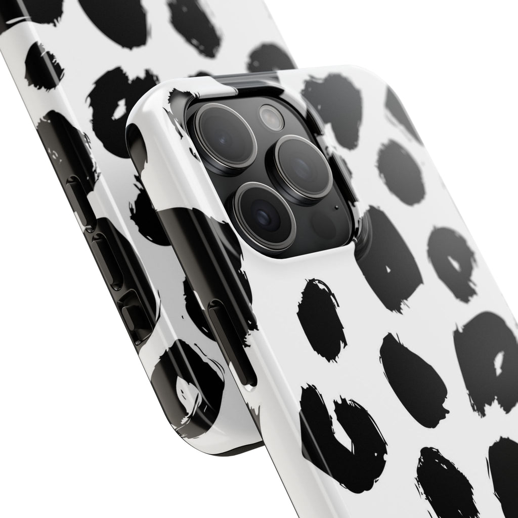 Black Brushstroke Leopard Tough Phone Case — Protective Animal Print iPhone Cover