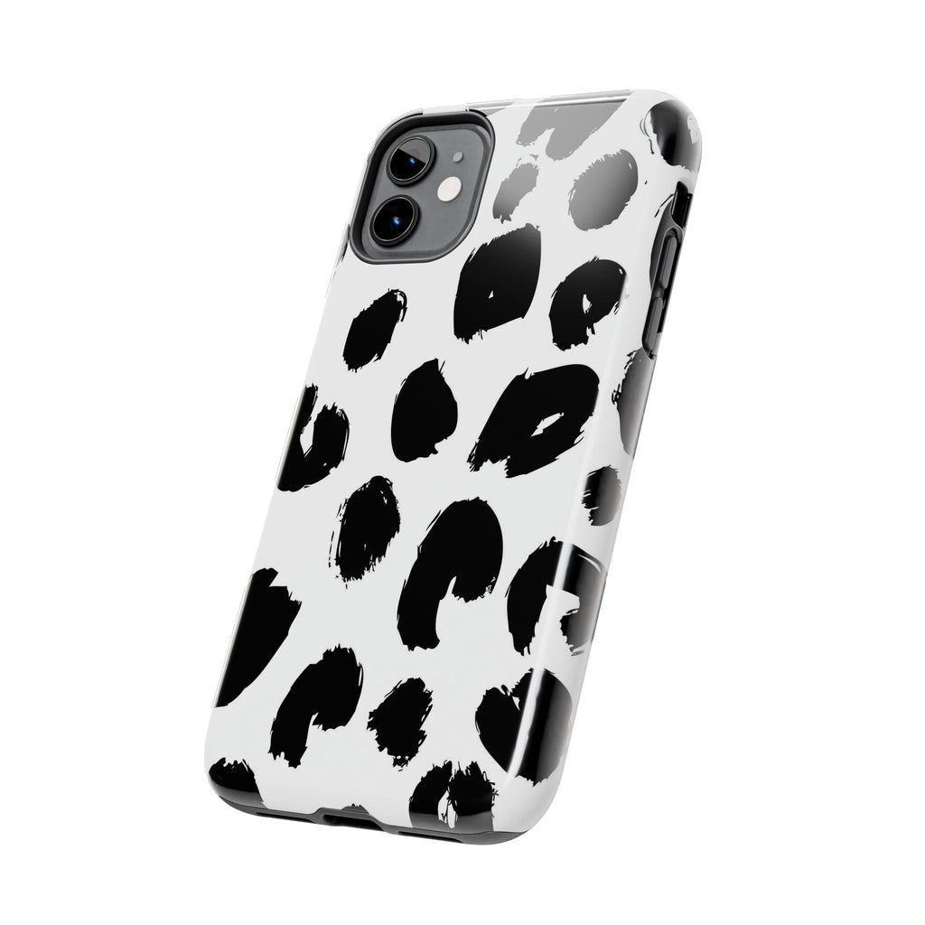 Black Brushstroke Leopard Tough Phone Case — Protective Animal Print iPhone Cover
