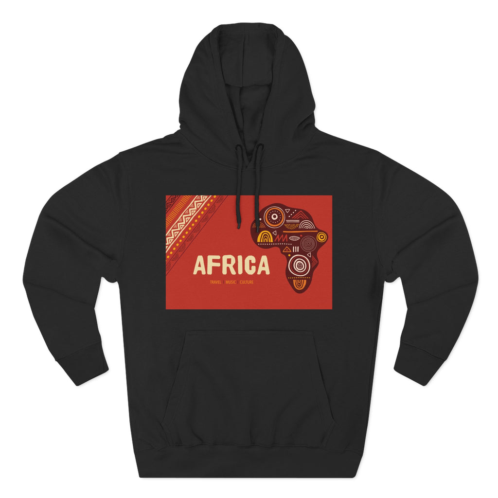 Africa Map Graphic Hoodie — African Pattern Tribal Design Fleece Pullover
