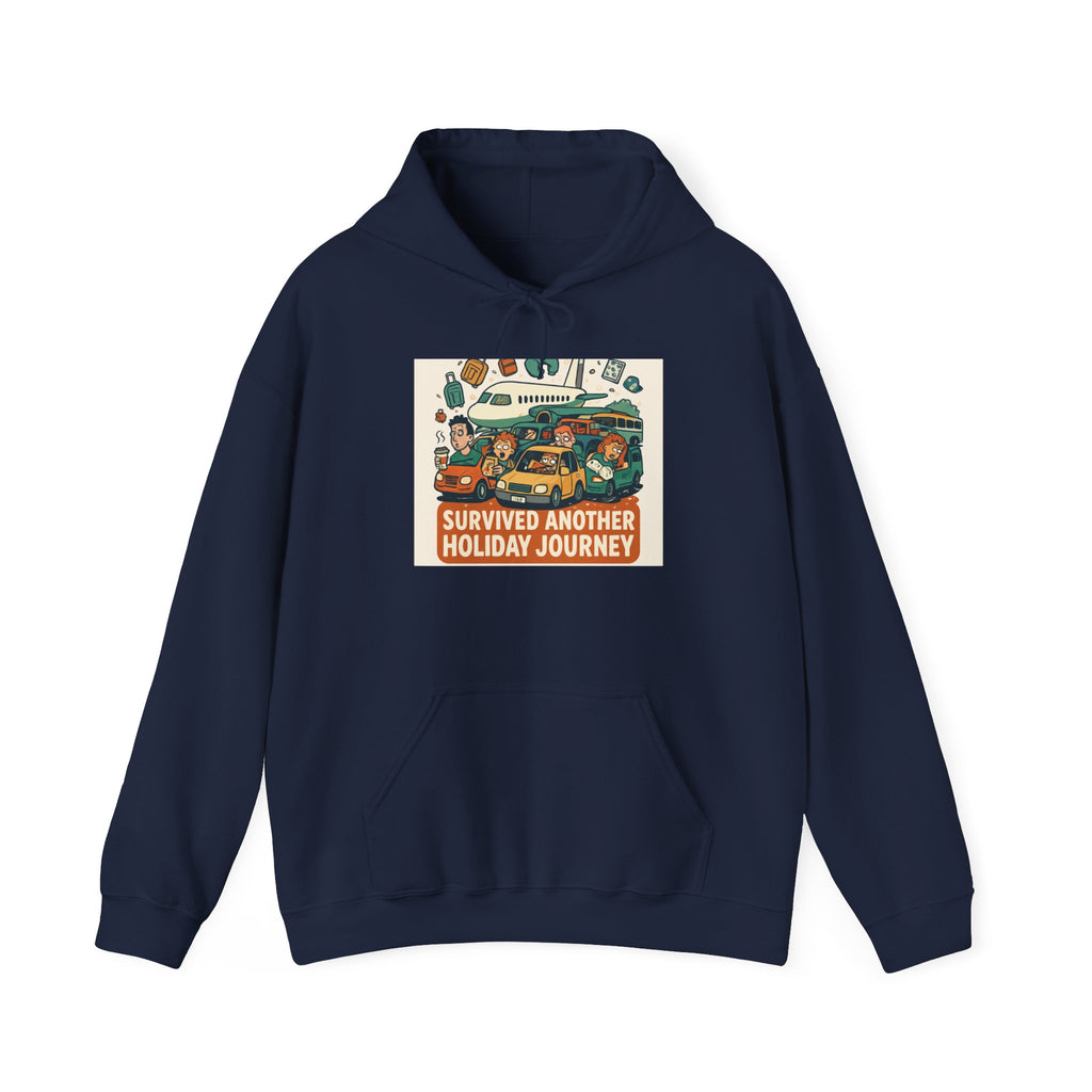 Holiday Roadtrip Hoodie — "Survived Another Holiday Journey" Retro Camper Sweatshirt