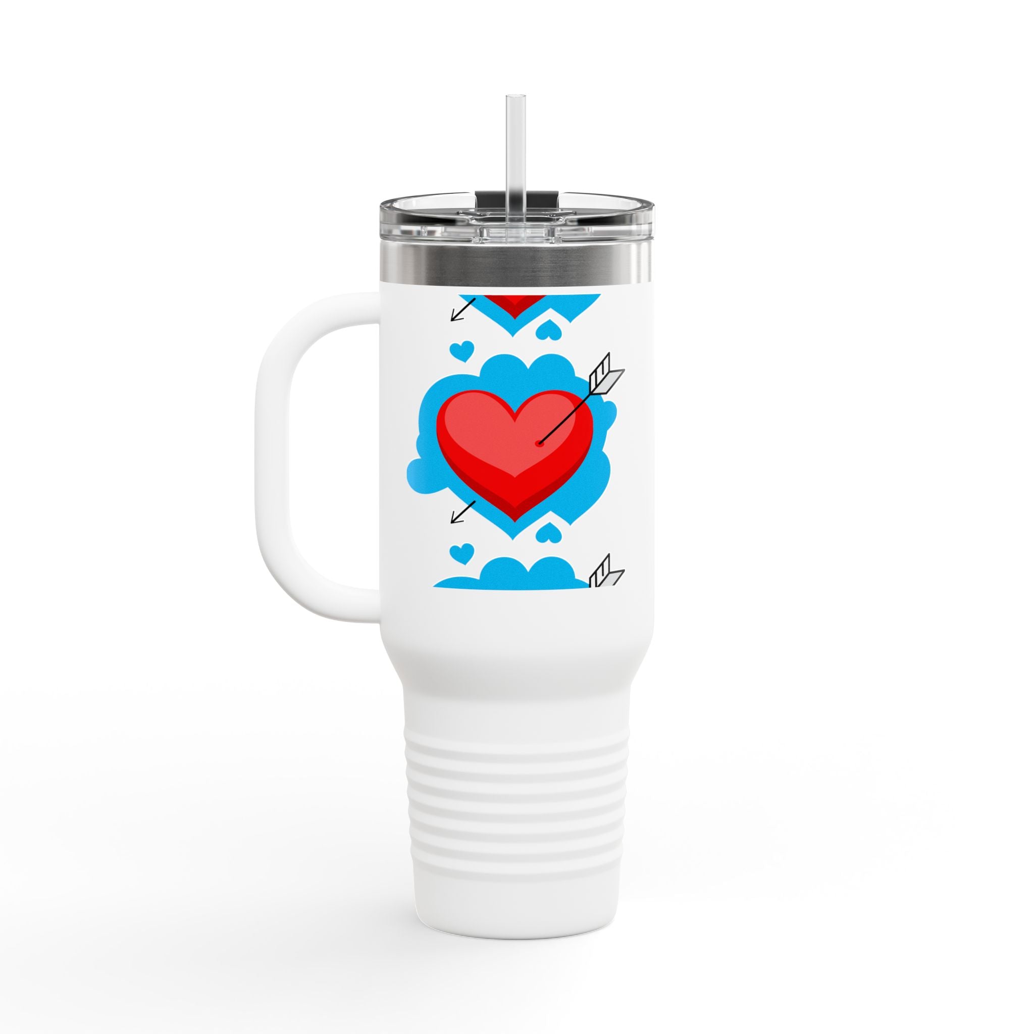 40oz Insulated Travel Mug — Arrowed Heart Love Design