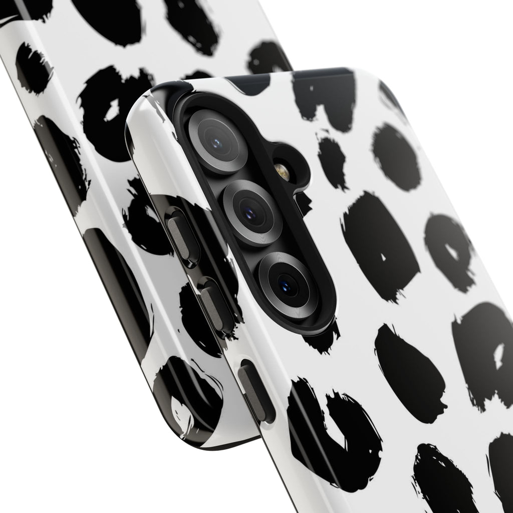 Black Brushstroke Leopard Tough Phone Case — Protective Animal Print iPhone Cover