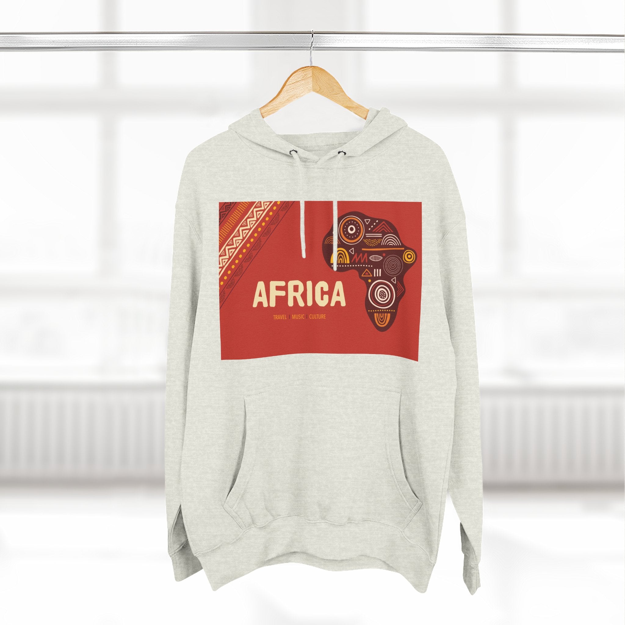 Africa Map Graphic Hoodie — African Pattern Tribal Design Fleece Pullover
