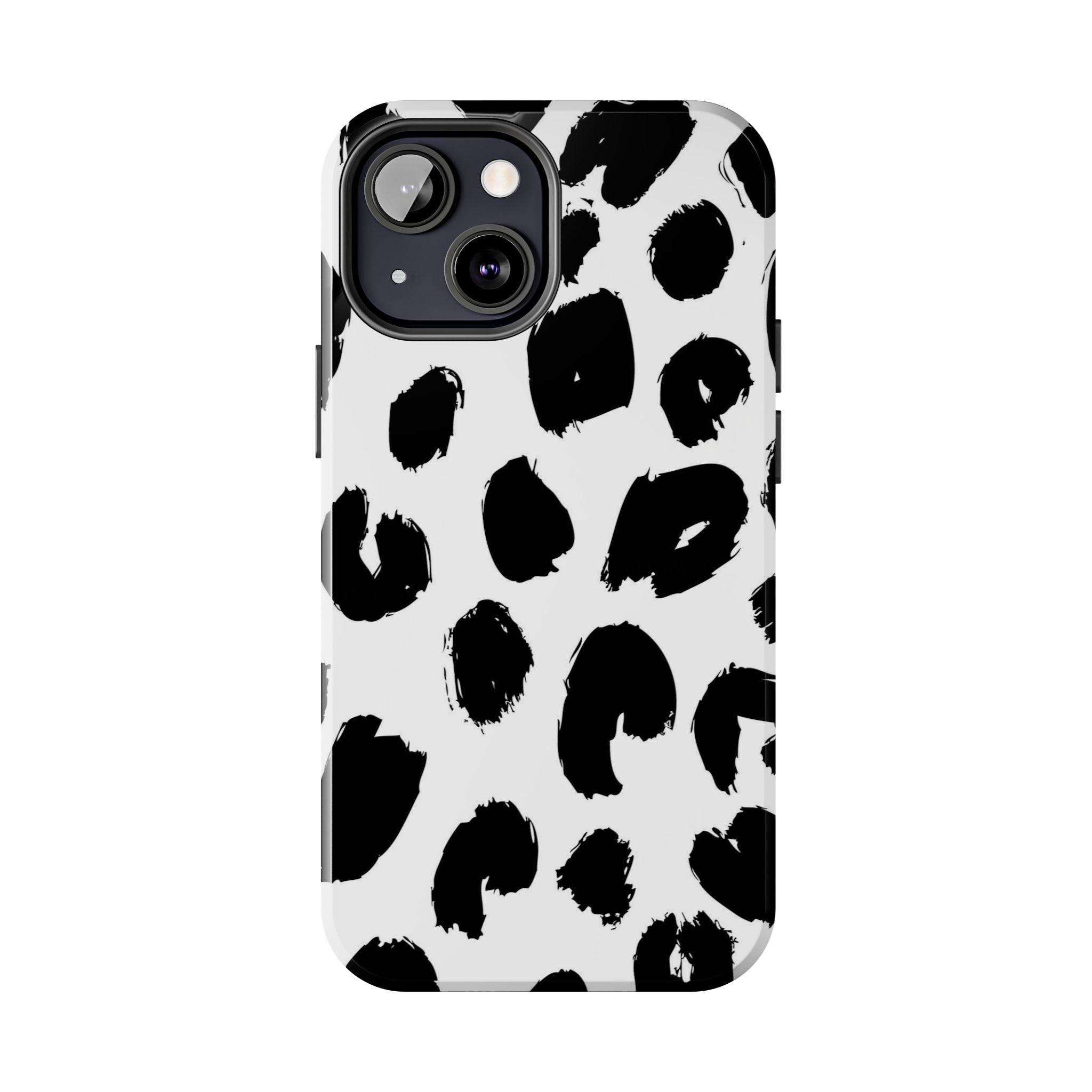 Black Brushstroke Leopard Tough Phone Case — Protective Animal Print iPhone Cover