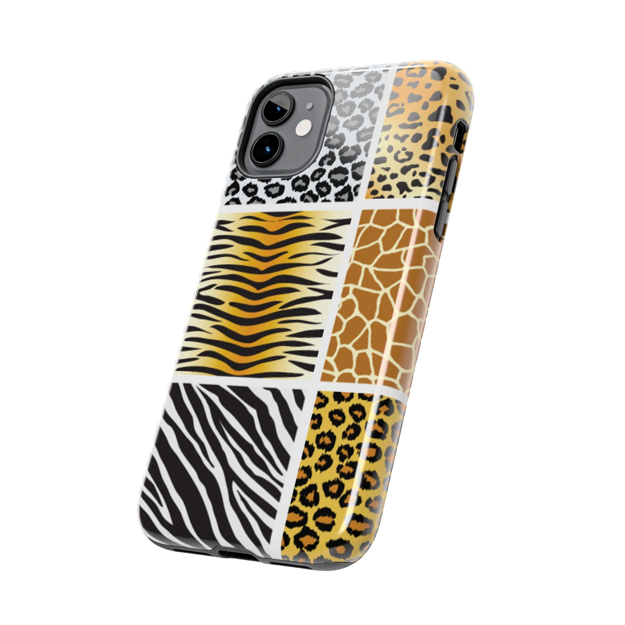 Wild Patchwork Tough Phone Case — Leopard, Zebra & Giraffe Animal Print