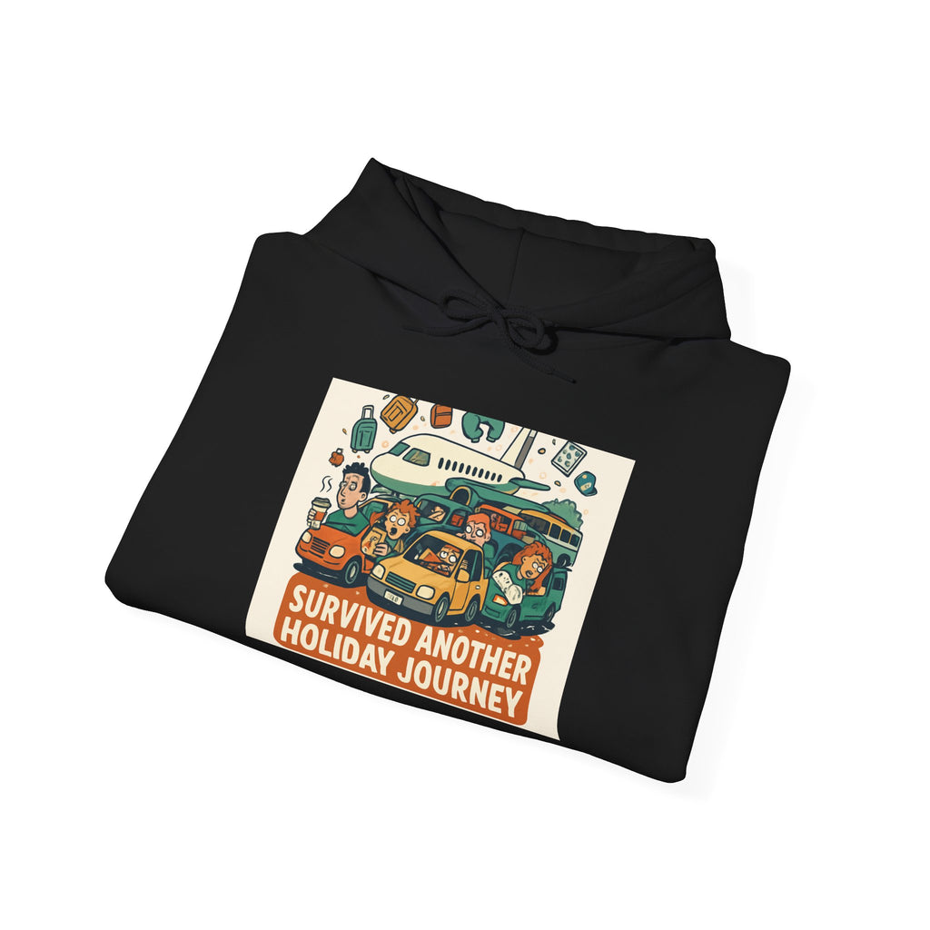 Holiday Roadtrip Hoodie — "Survived Another Holiday Journey" Retro Camper Sweatshirt