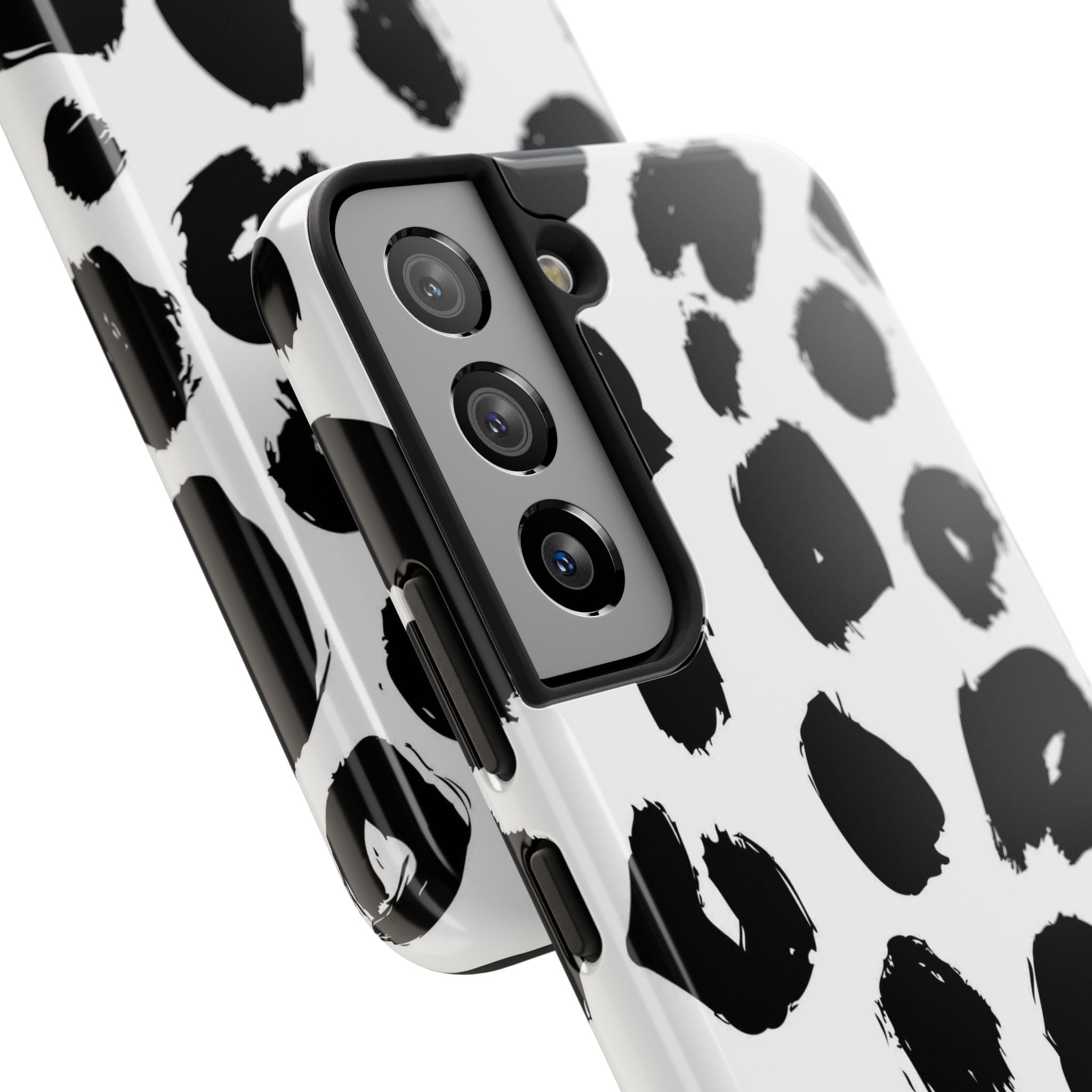 Black Brushstroke Leopard Tough Phone Case — Protective Animal Print iPhone Cover