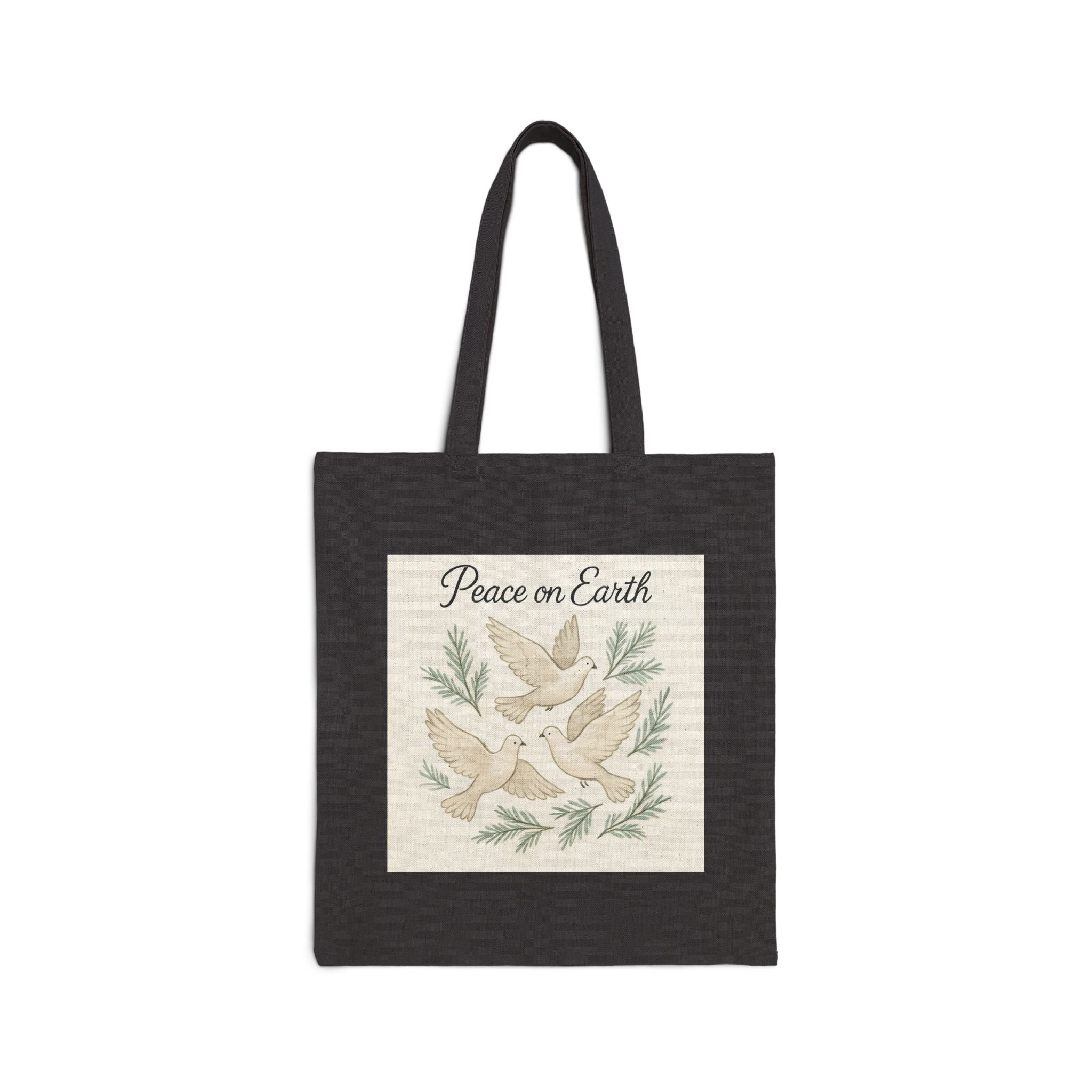 Tote Bag — "Peace on Earth" Dove Canvas Tote | Holiday Gift, Eco-Friendly Shopper