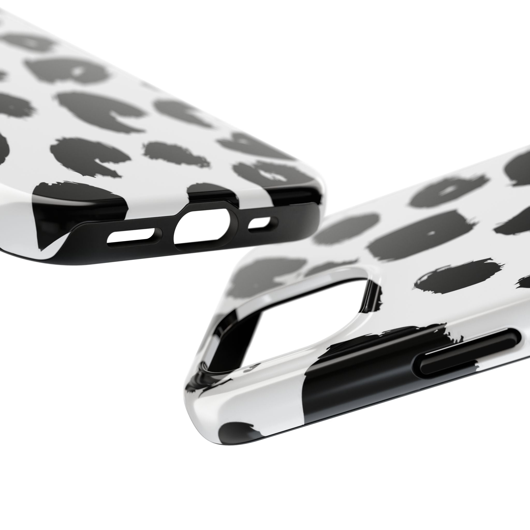 Black Brushstroke Leopard Tough Phone Case — Protective Animal Print iPhone Cover