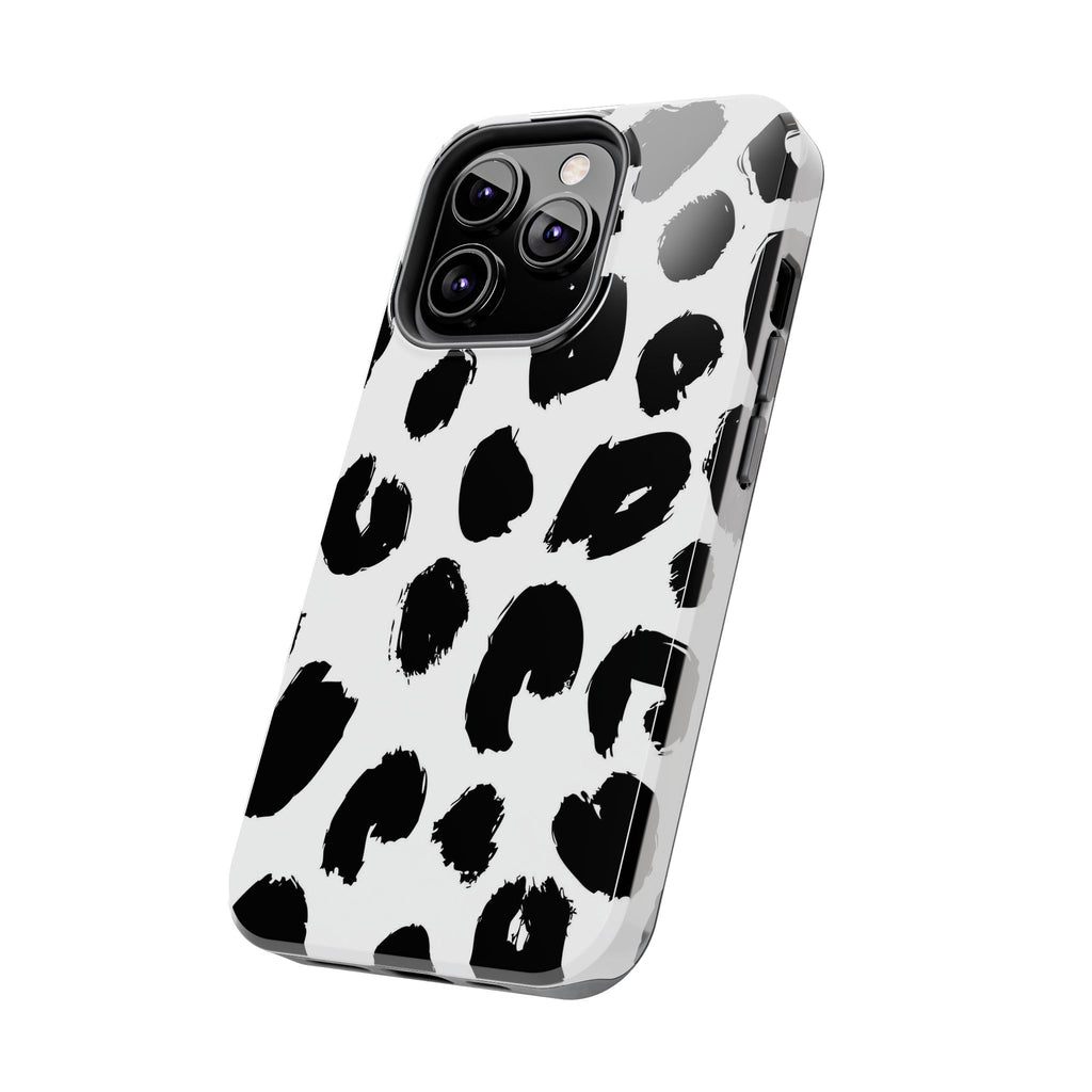 Black Brushstroke Leopard Tough Phone Case — Protective Animal Print iPhone Cover