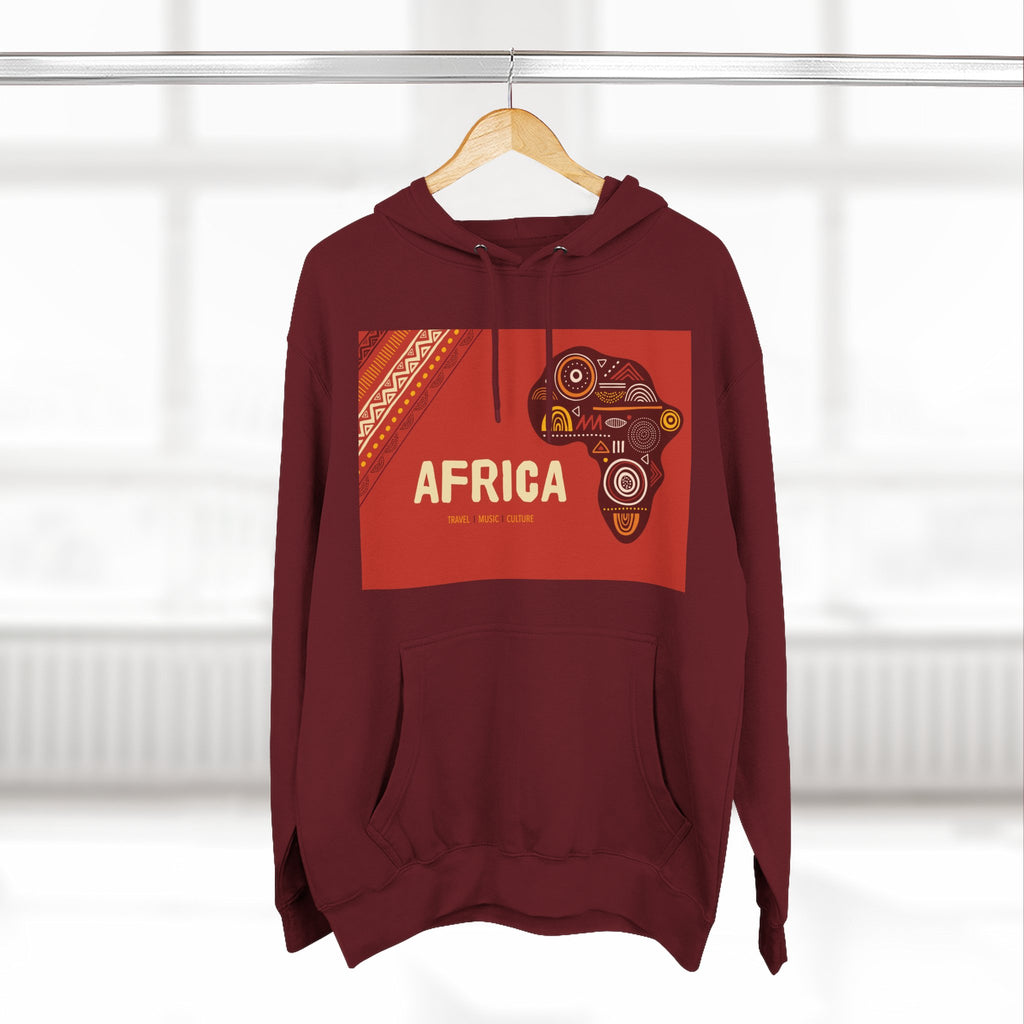 Africa Map Graphic Hoodie — African Pattern Tribal Design Fleece Pullover