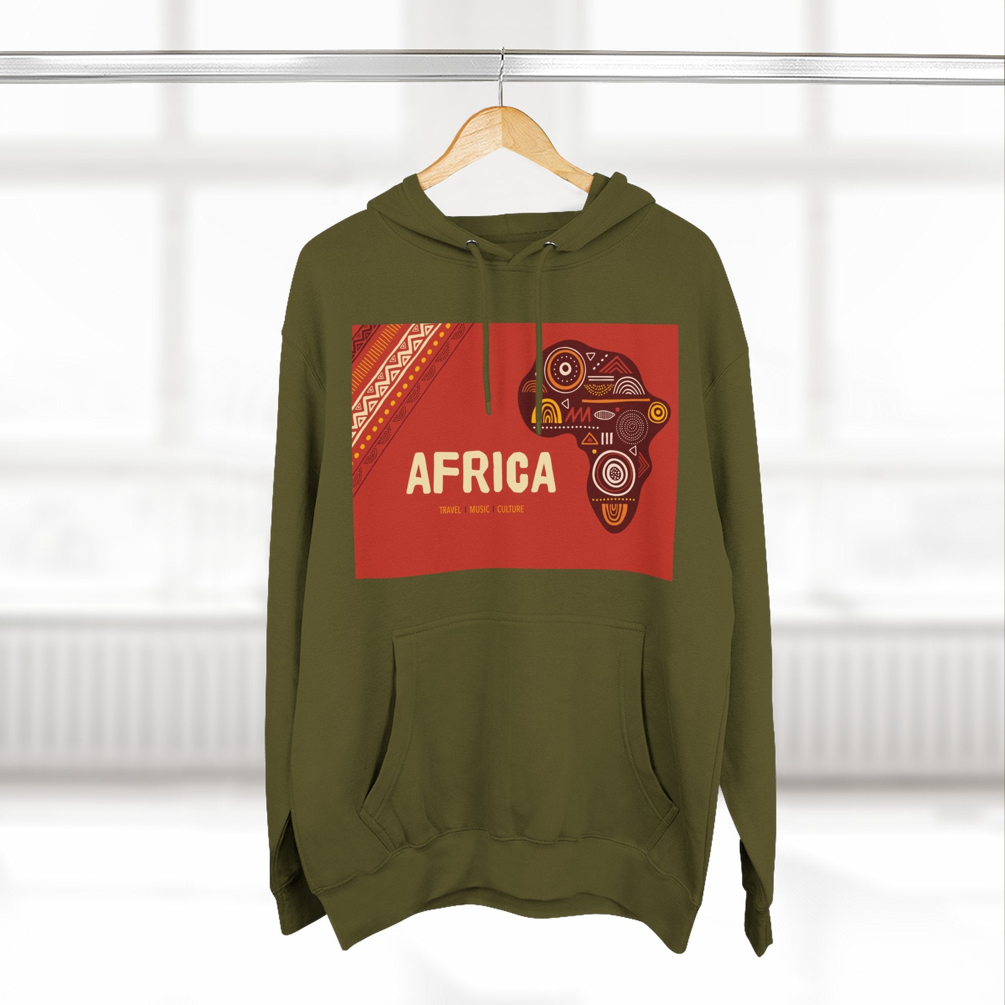 Africa Map Graphic Hoodie — African Pattern Tribal Design Fleece Pullover