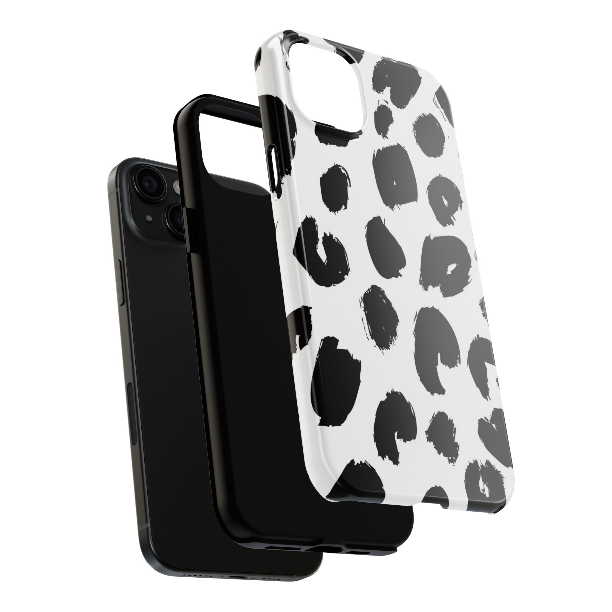 Black Brushstroke Leopard Tough Phone Case — Protective Animal Print iPhone Cover