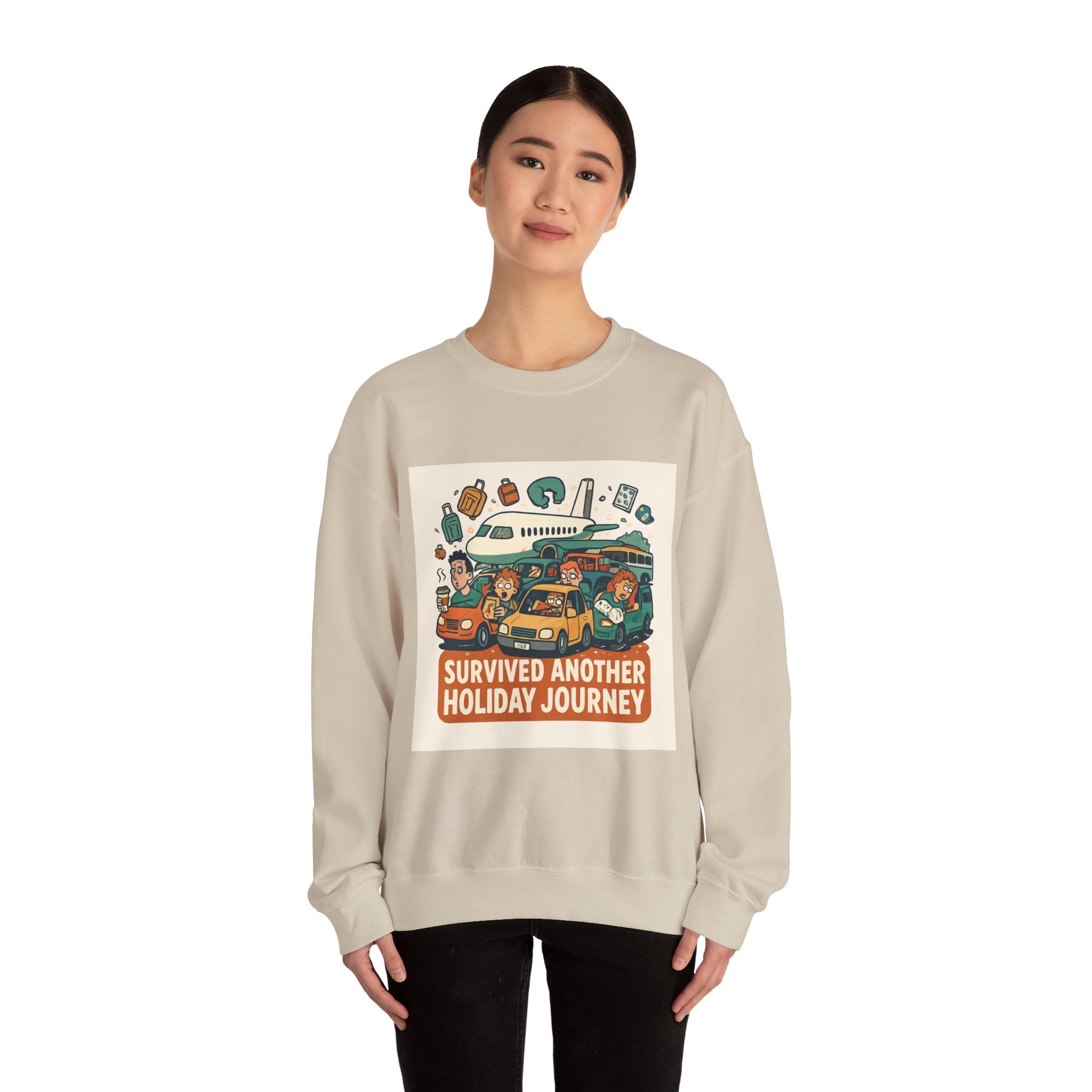Holiday Road Trip Sweatshirt — "Survived Another Holiday Journey" Cozy Crewneck