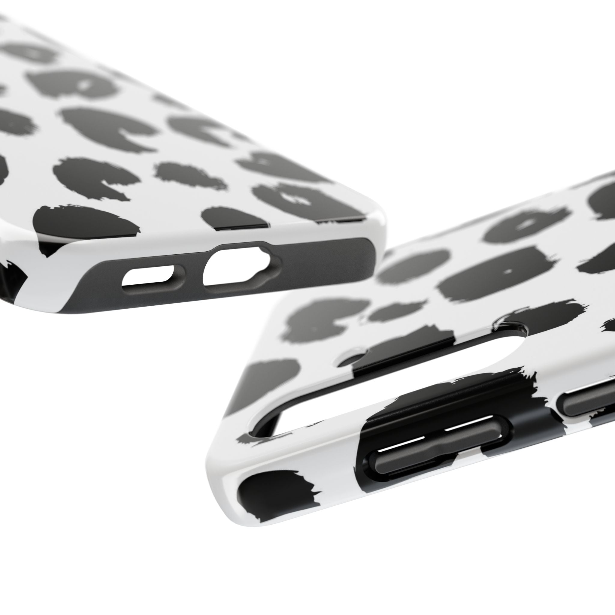 Black Brushstroke Leopard Tough Phone Case — Protective Animal Print iPhone Cover