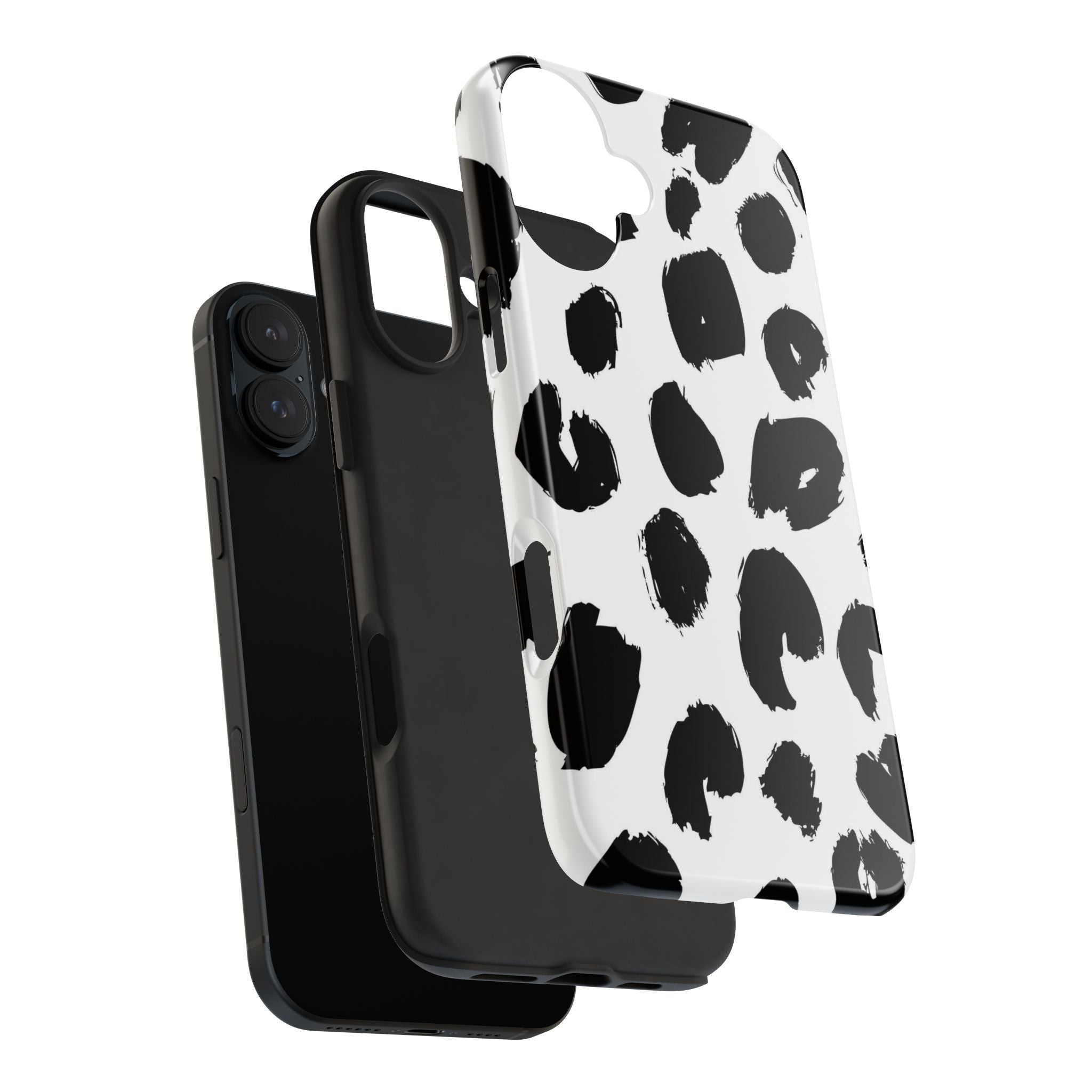 Black Brushstroke Leopard Tough Phone Case — Protective Animal Print iPhone Cover