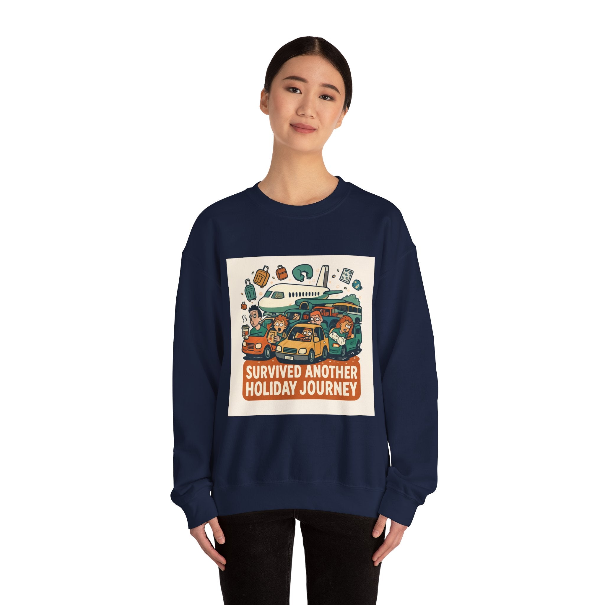 Holiday Road Trip Sweatshirt — "Survived Another Holiday Journey" Cozy Crewneck