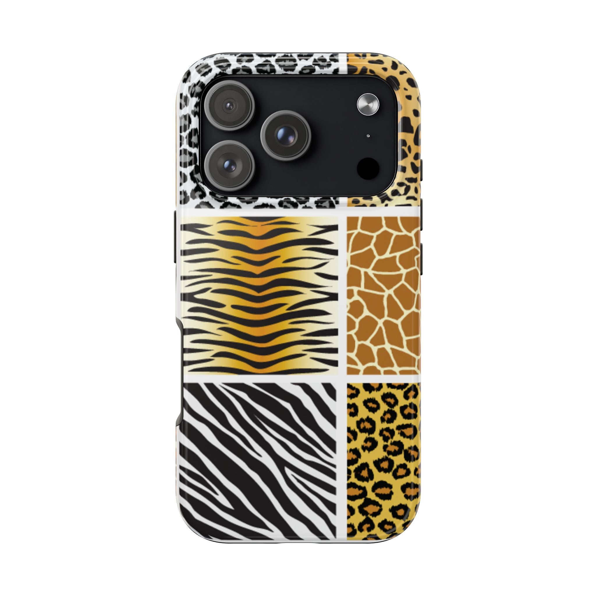 Wild Patchwork Tough Phone Case — Leopard, Zebra & Giraffe Animal Print