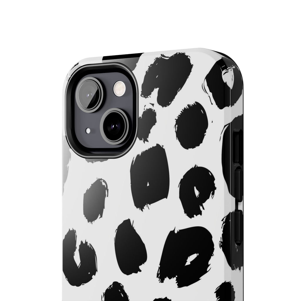 Black Brushstroke Leopard Tough Phone Case — Protective Animal Print iPhone Cover