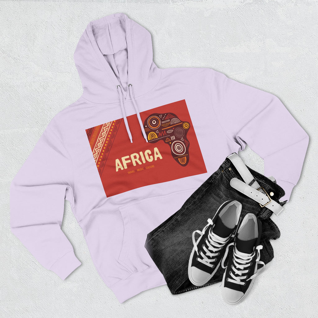 Africa Map Graphic Hoodie — African Pattern Tribal Design Fleece Pullover