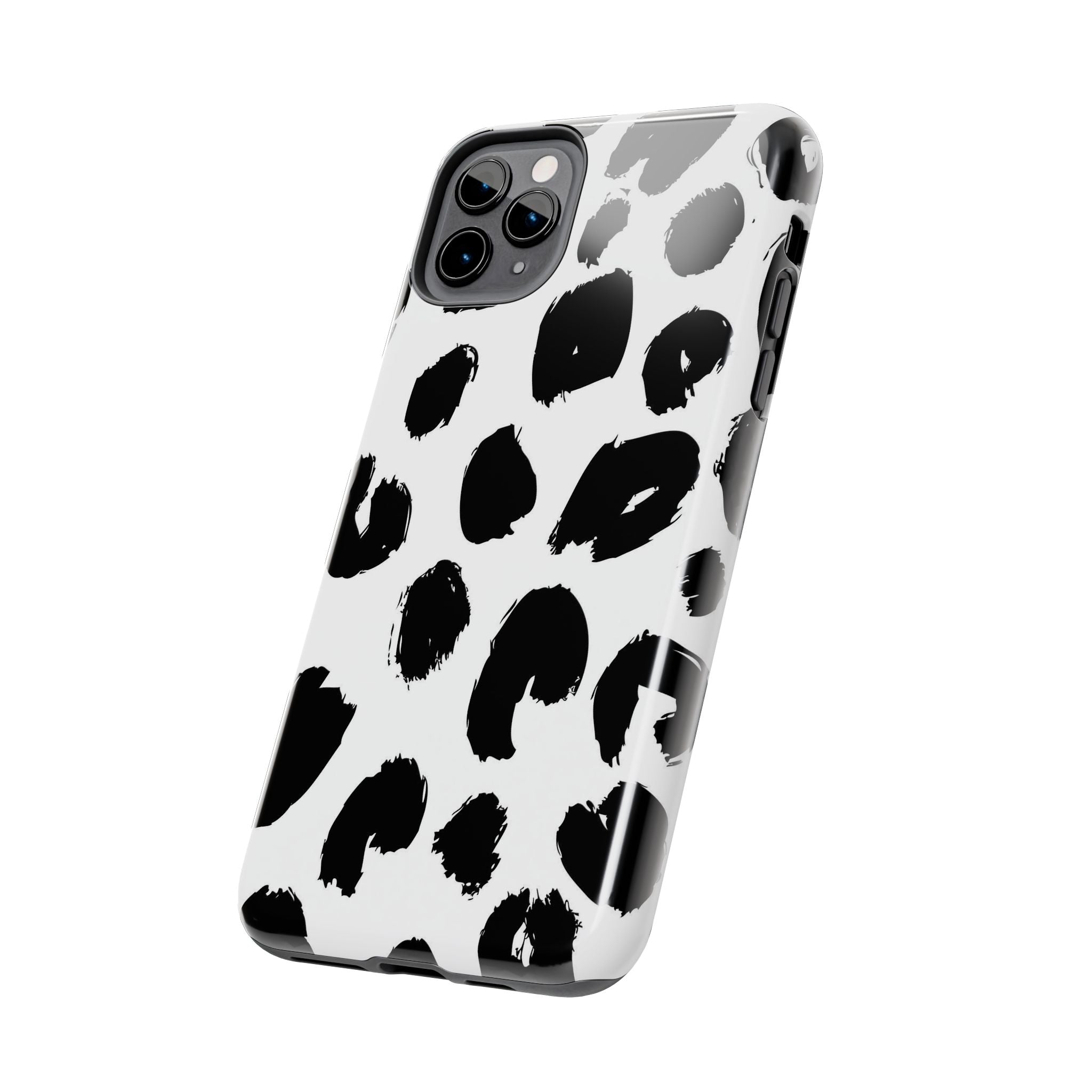 Black Brushstroke Leopard Tough Phone Case — Protective Animal Print iPhone Cover