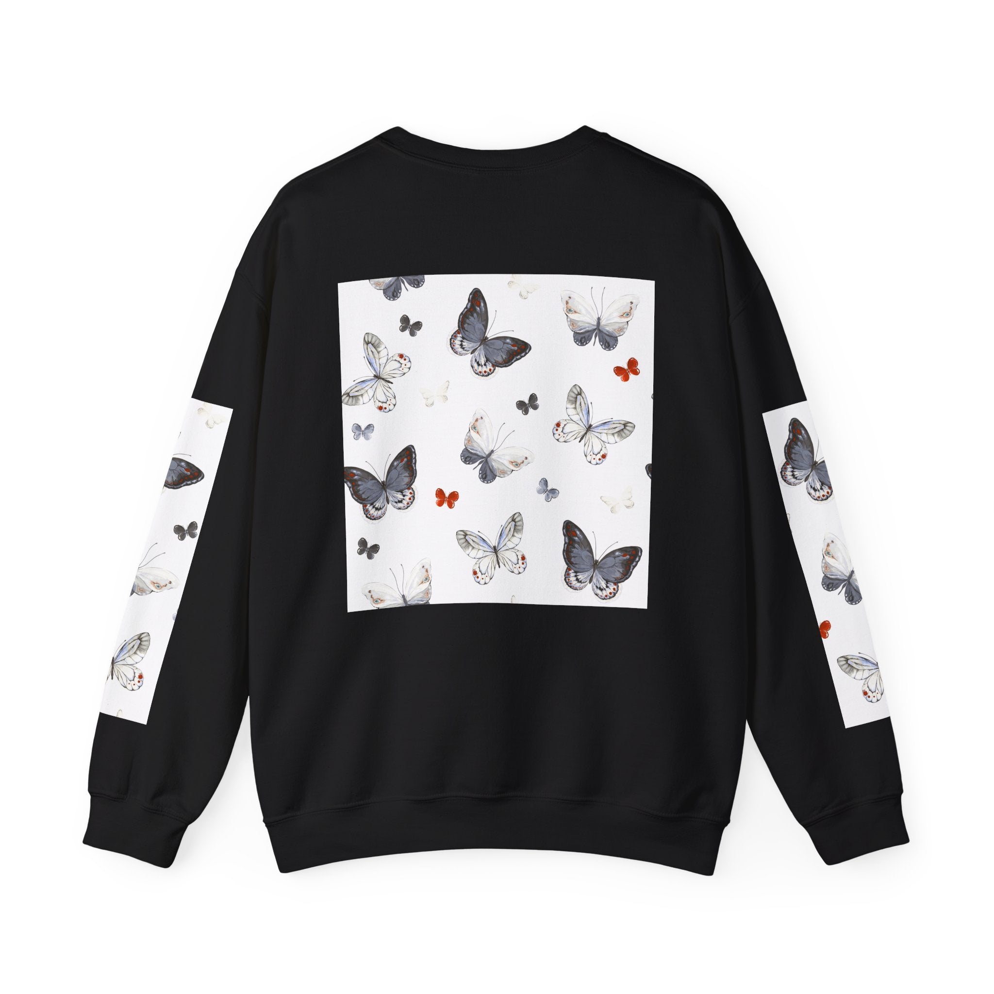 Butterfly Pattern Crewneck Sweatshirt — Delicate Moth & Butterfly Graphic Pullover