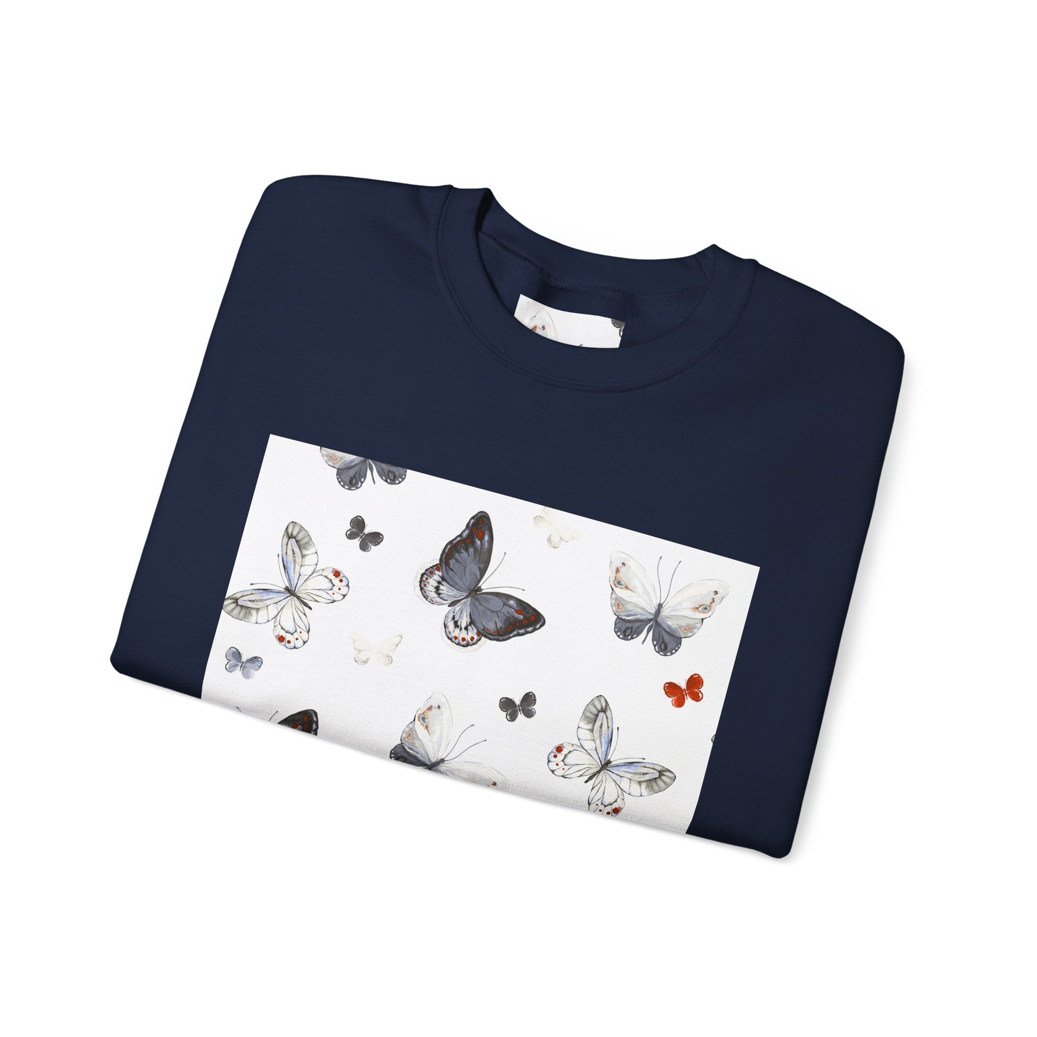 Butterfly Pattern Crewneck Sweatshirt — Delicate Moth & Butterfly Graphic Pullover